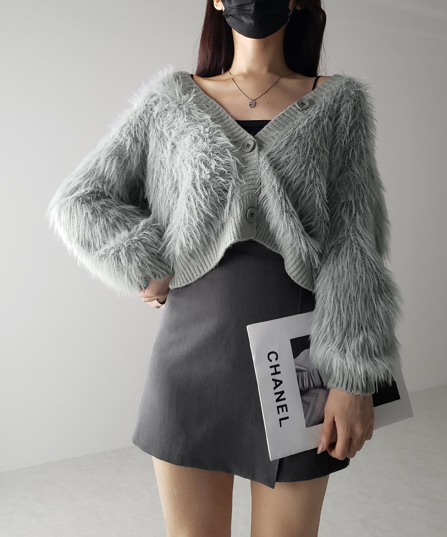 ファームードシャギーニットカーディガン