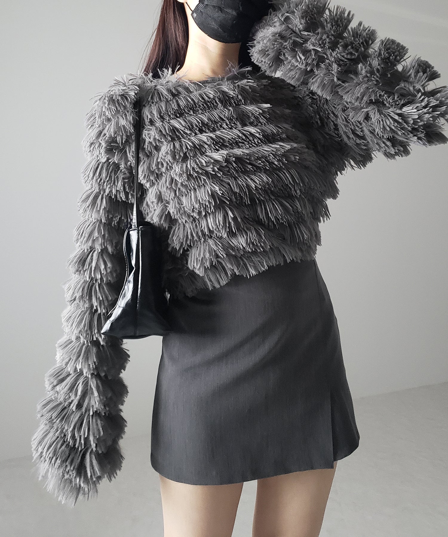 【 4color 】シャギーファーフリンジオーバートップス /shaggy fur fringe over tops