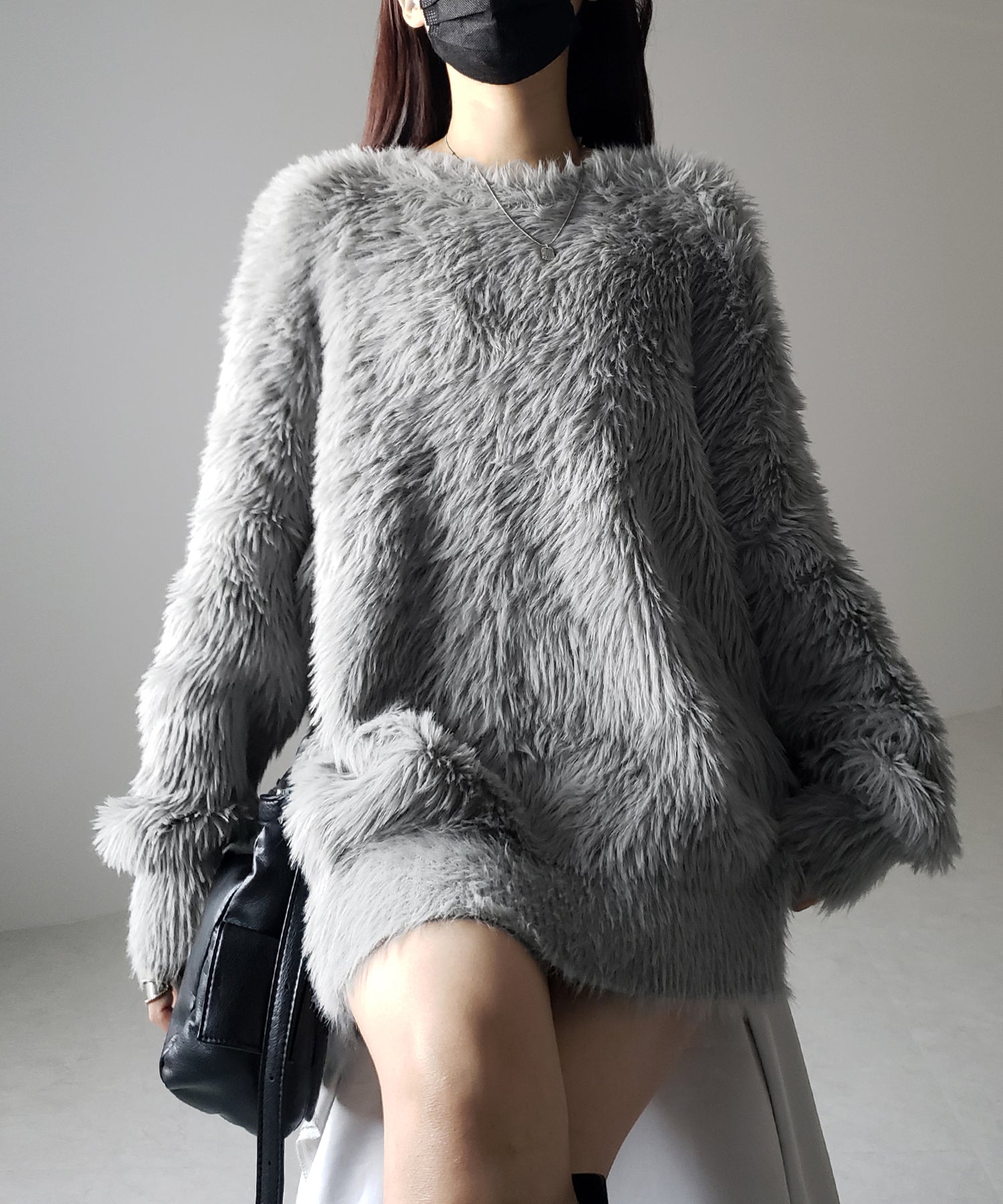 【 4color 】ビッグシルエットロングシャギールーズニット / big silhouette long shaggy loose knit