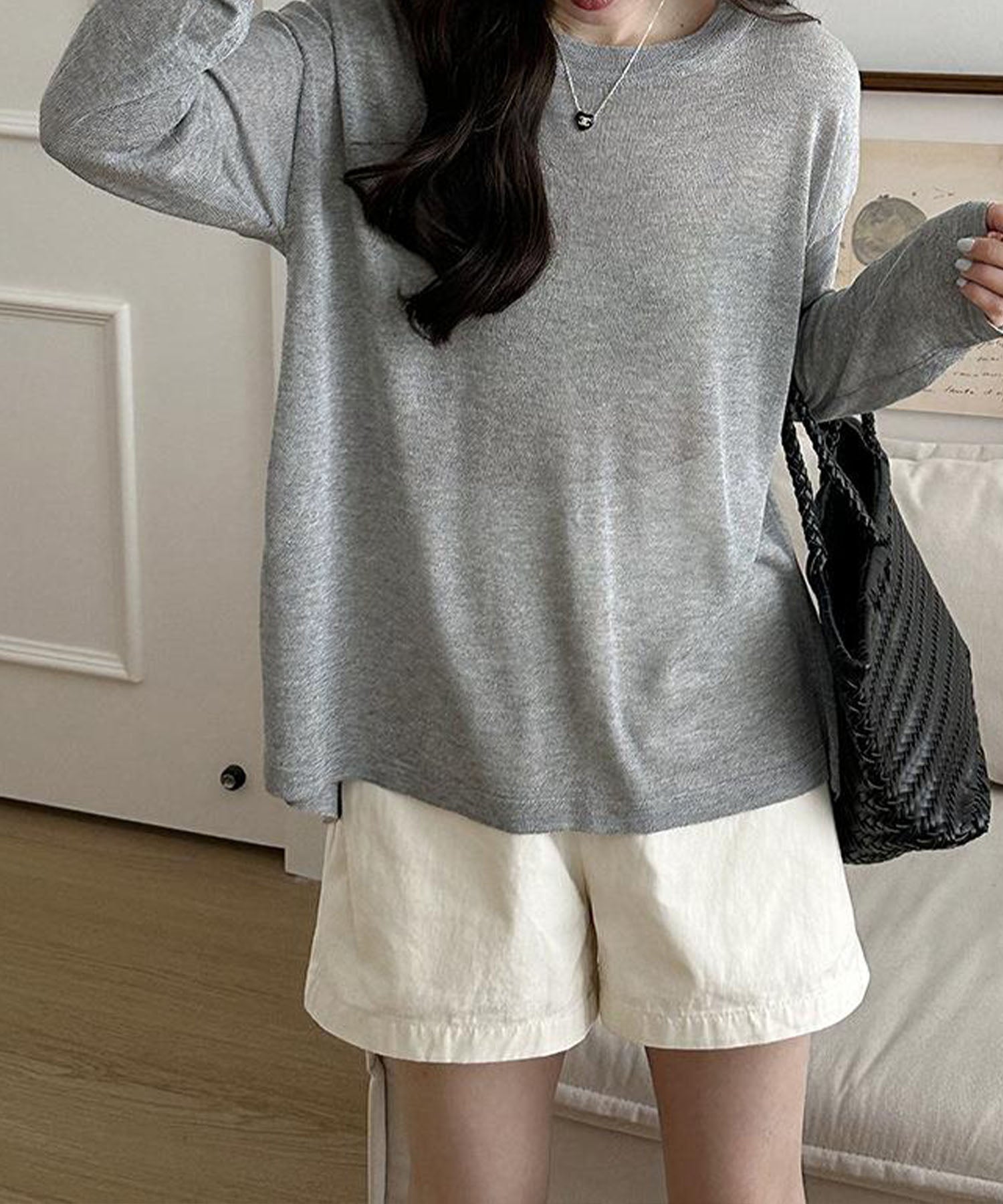 【 選べる7color 】ニュアンスカラーバックスリットオーバーシアーニット / nuance color back slit over sheer knit