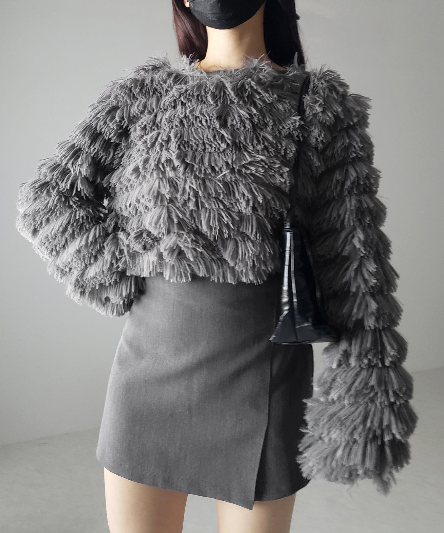 【 4color 】シャギーファーフリンジオーバートップス /shaggy fur fringe over tops