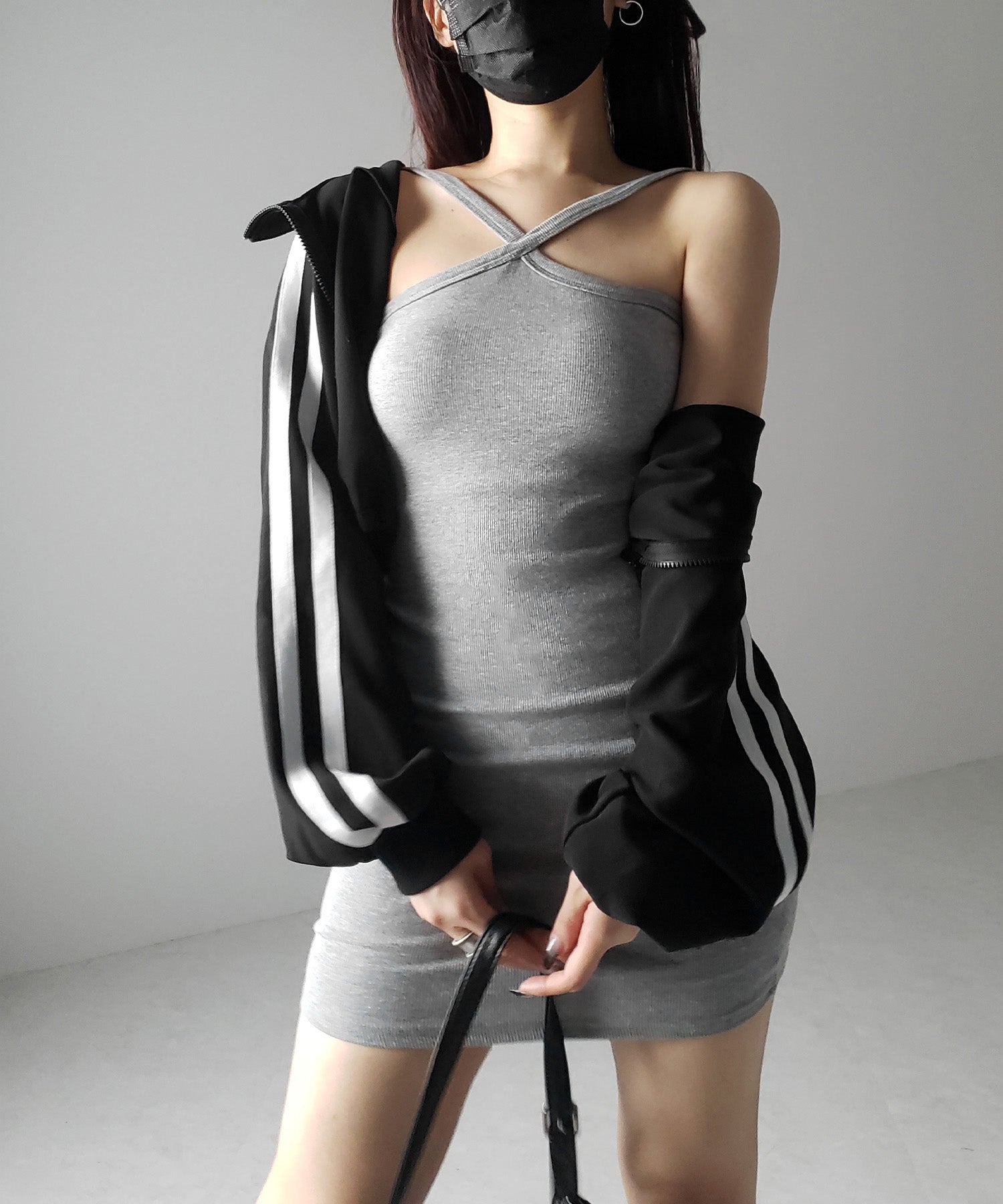 【 カップ付き 】クロスストラップミニキャミワンピース / cross strap mini cami onepiece