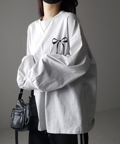 リボンプリントバレエコアビッグTシャツ / ribbon print ballet core big Tee