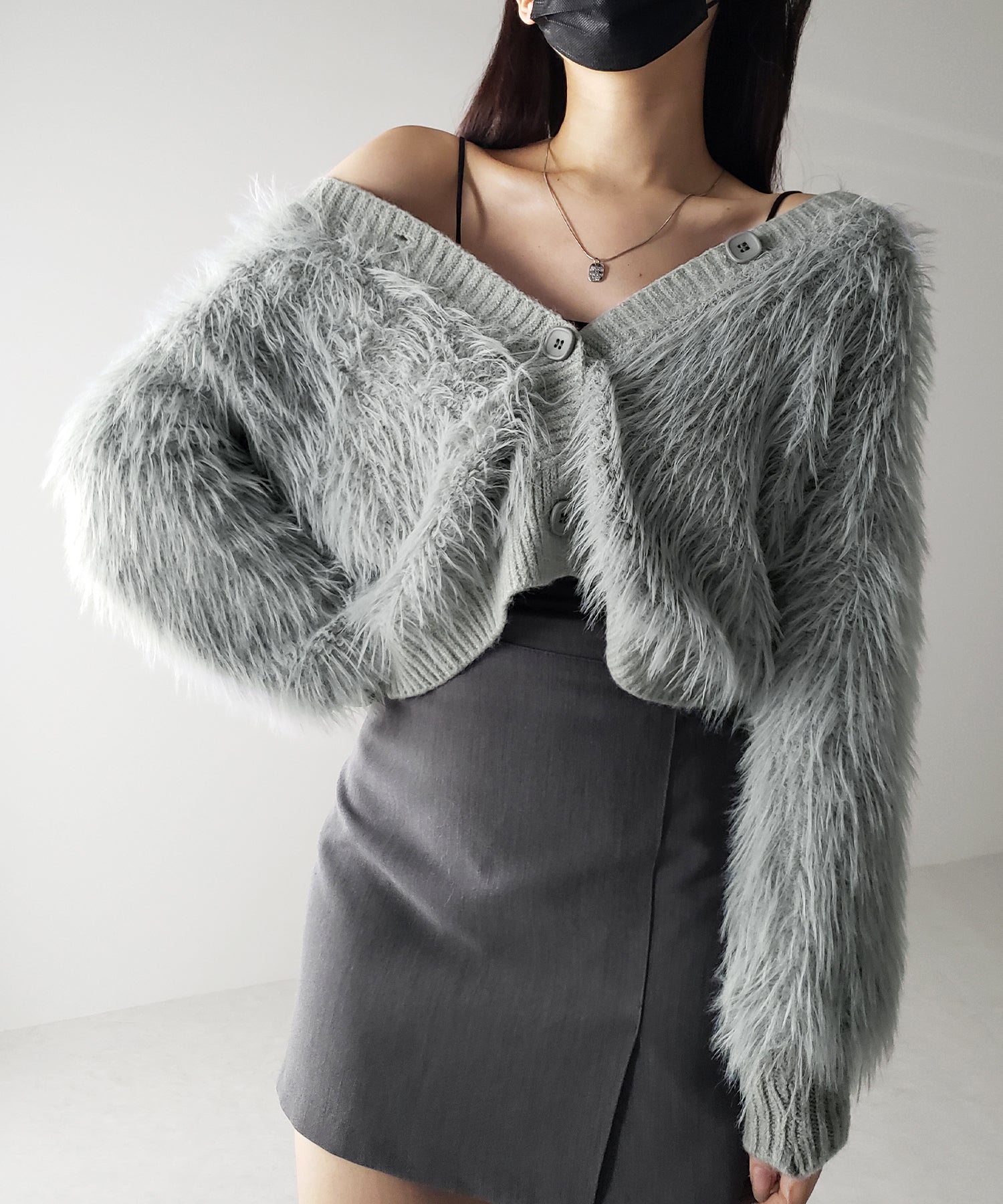 ファームードシャギーニットカーディガン