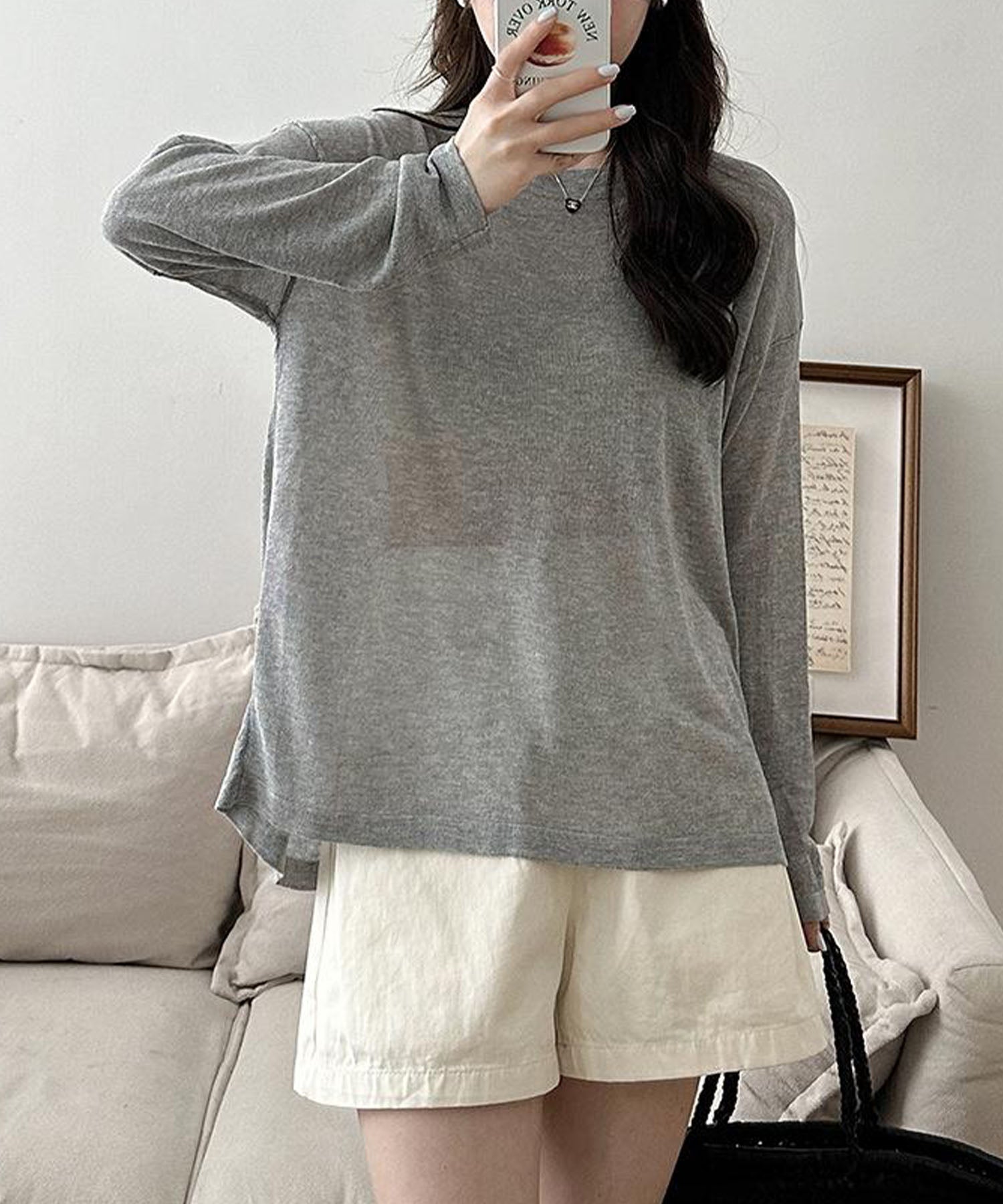 【 選べる7color 】ニュアンスカラーバックスリットオーバーシアーニット / nuance color back slit over sheer knit