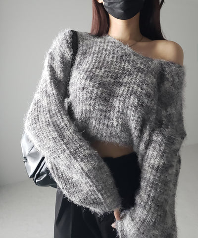 フラッフィーメランジルーズシャギーニット【韓国製】