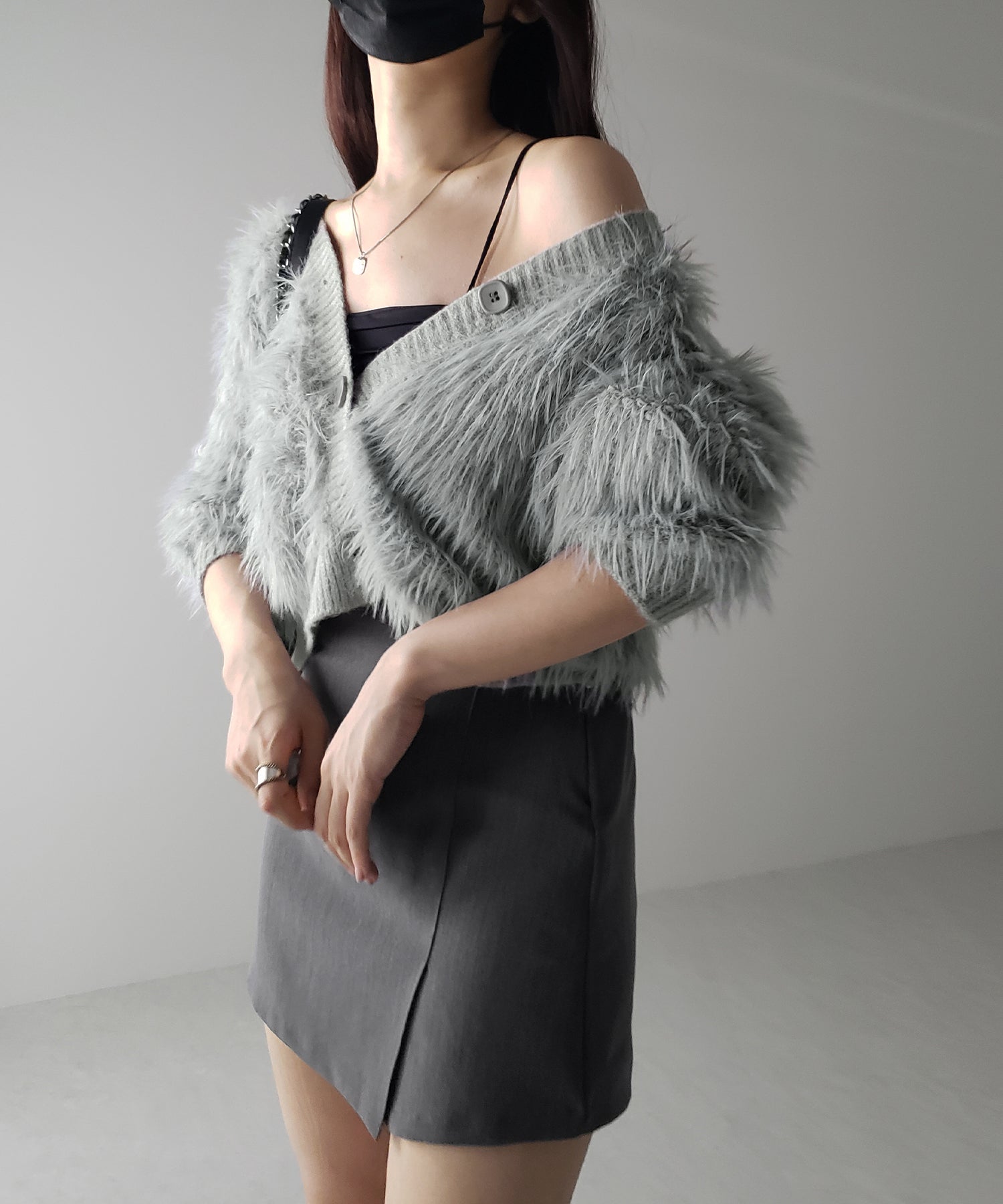 ファームードシャギーニットカーディガン