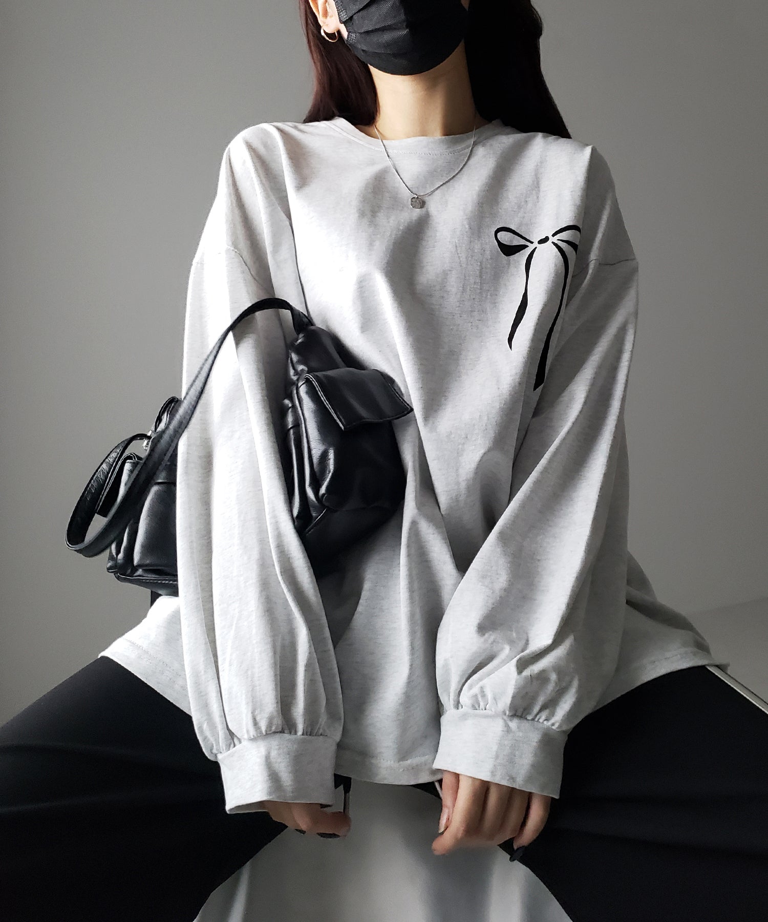 【 3color 】リボンプリントバレエコアビッグTシャツ / ribbon print ballet core big Tee