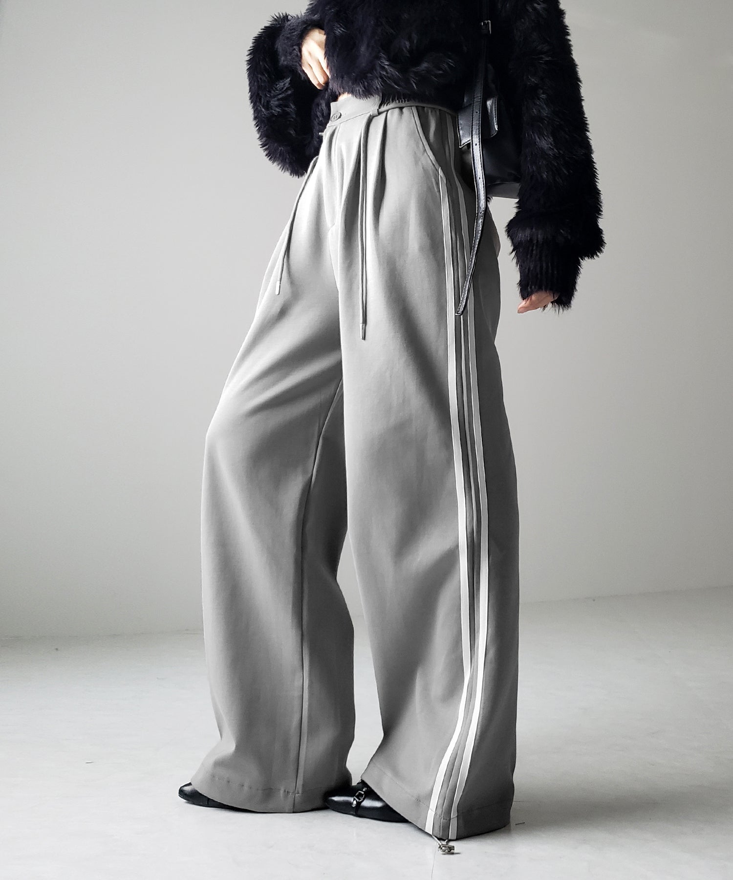 2WAYウエストコードサイドライントラックワイドパンツ