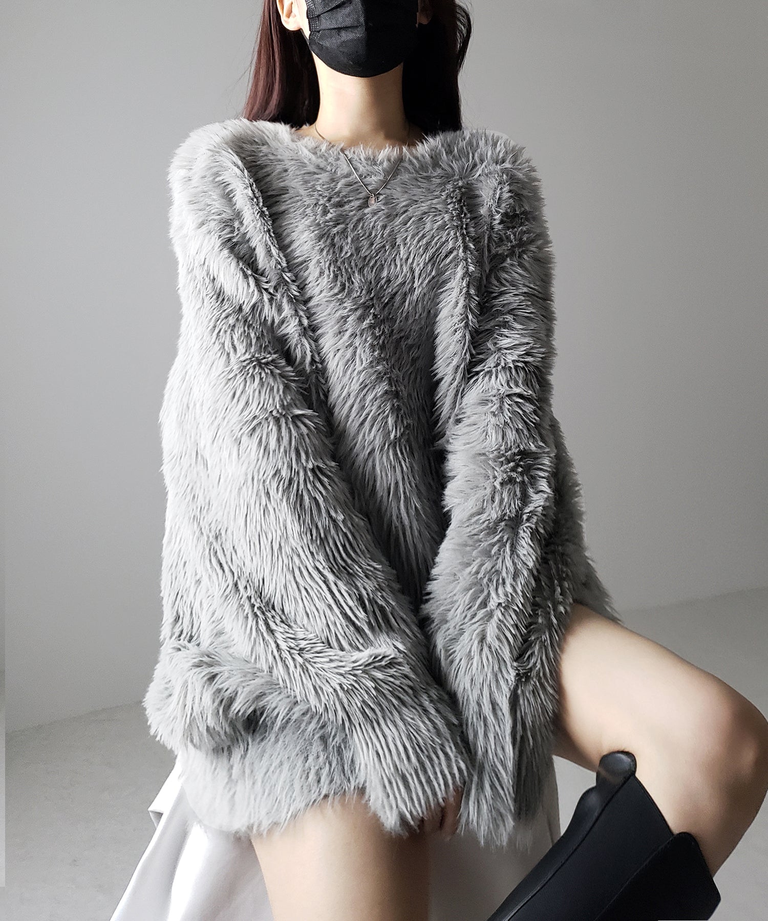 【 4color 】ビッグシルエットロングシャギールーズニット / big silhouette long shaggy loose knit