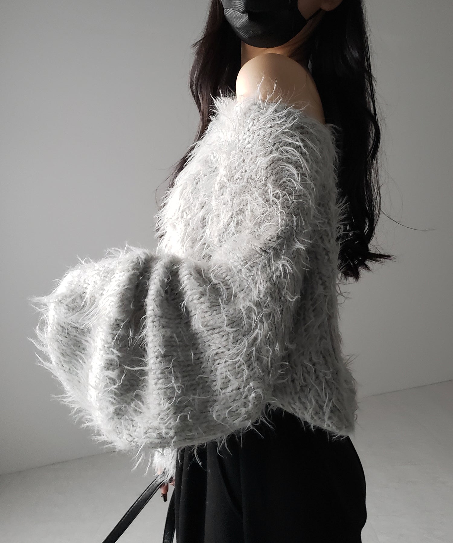 【 選べる6色展開 】フラッフィーシャギールーズショートニット / fluffy shaggy loose short knit