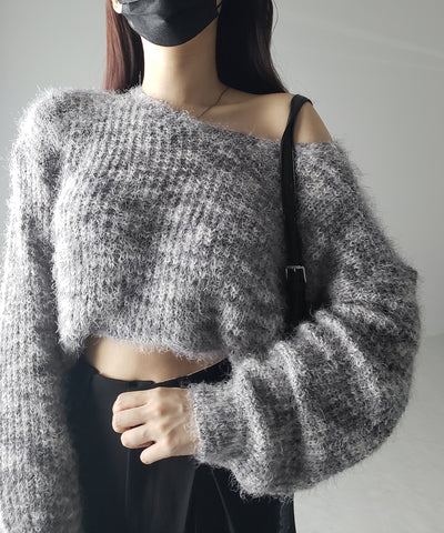 フラッフィーメランジルーズシャギーニット【韓国製】