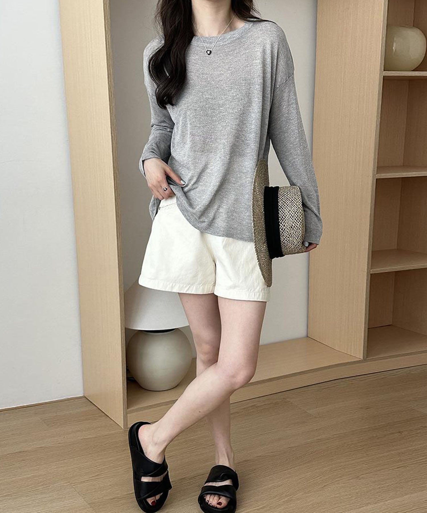【 選べる7color 】ニュアンスカラーバックスリットオーバーシアーニット / nuance color back slit over sheer knit