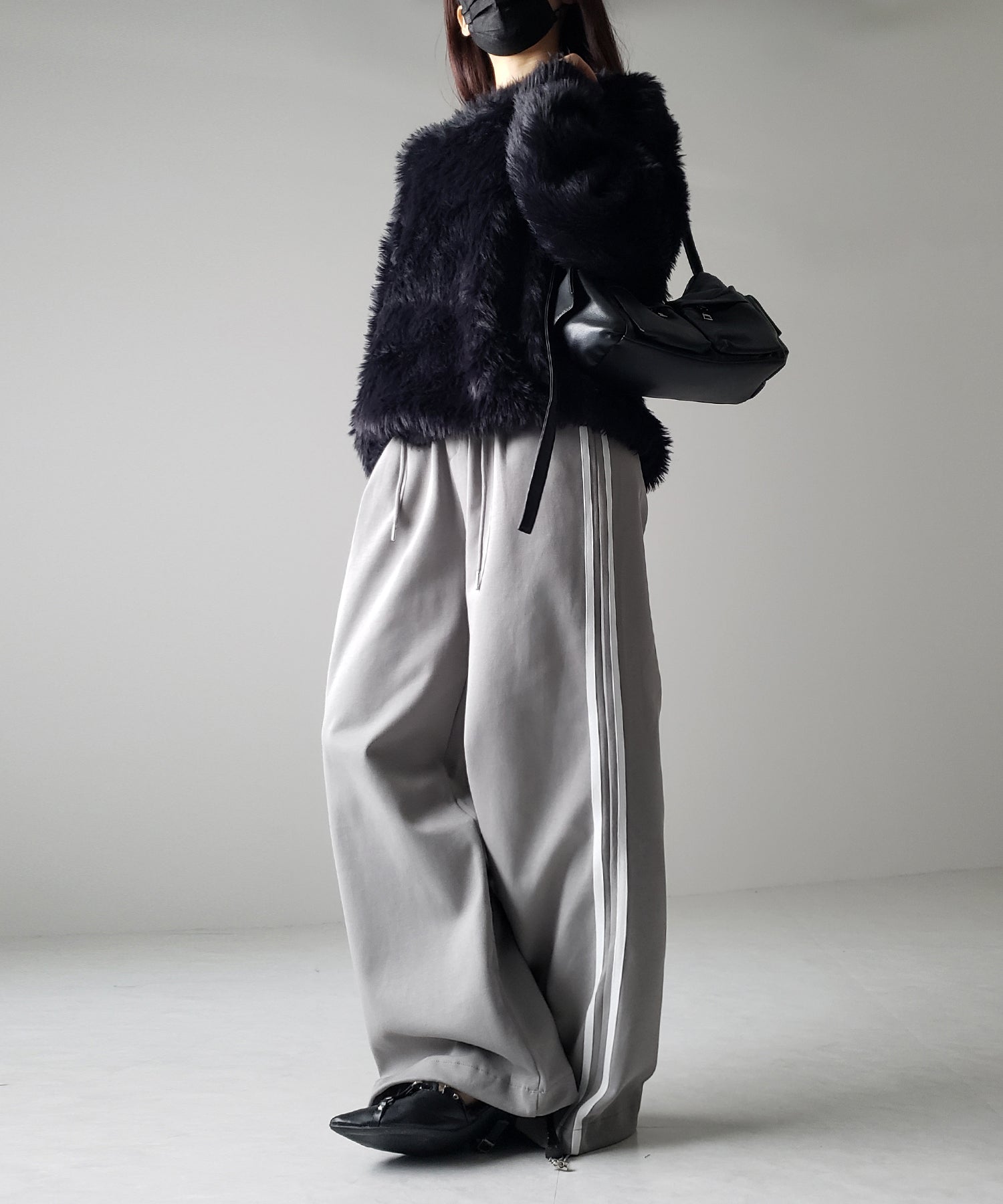 2WAYウエストコードサイドライントラックワイドパンツ