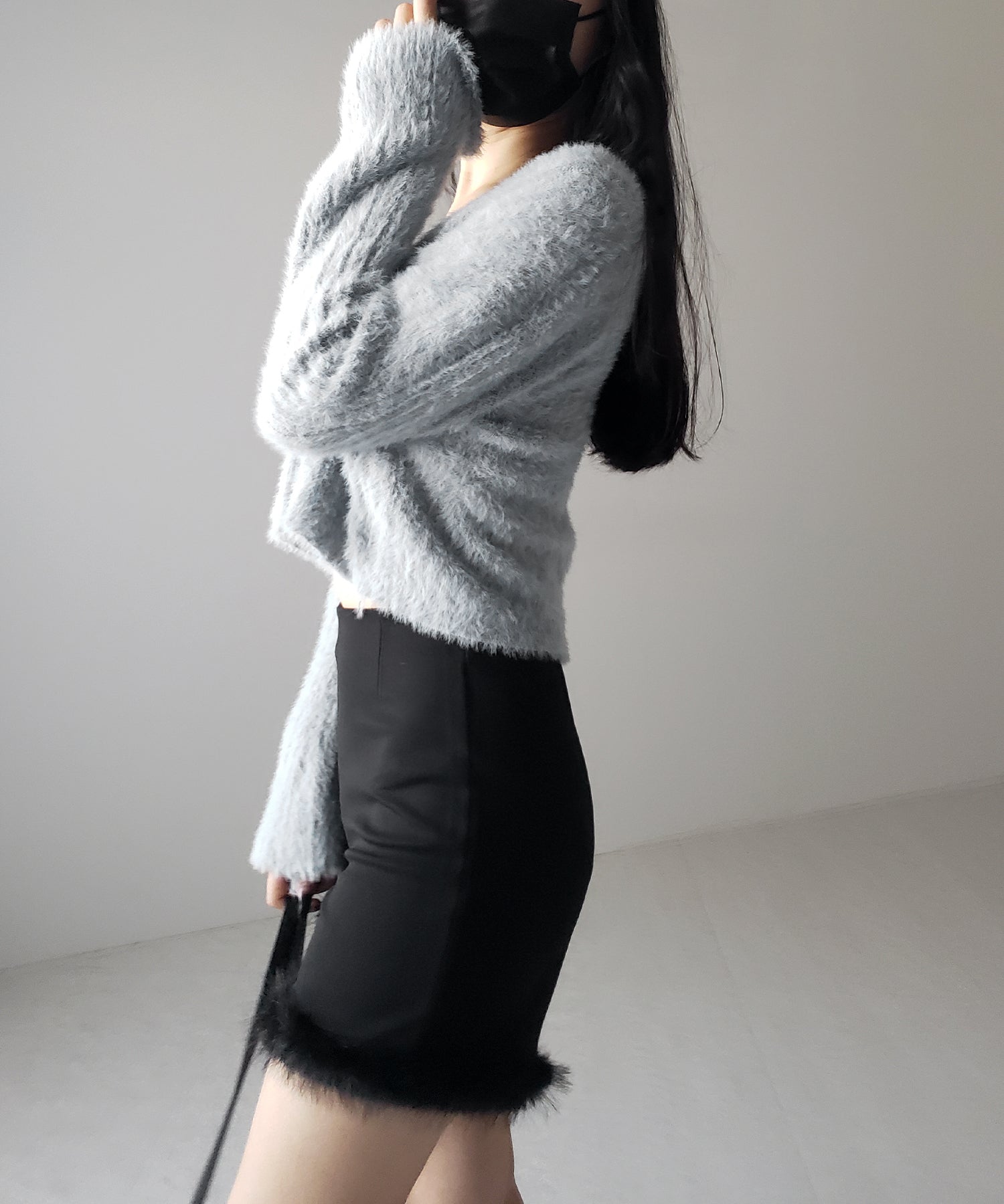 【 3color 】ショートシャギーリブニットカーディガン / short shaggy lib knit cardigan