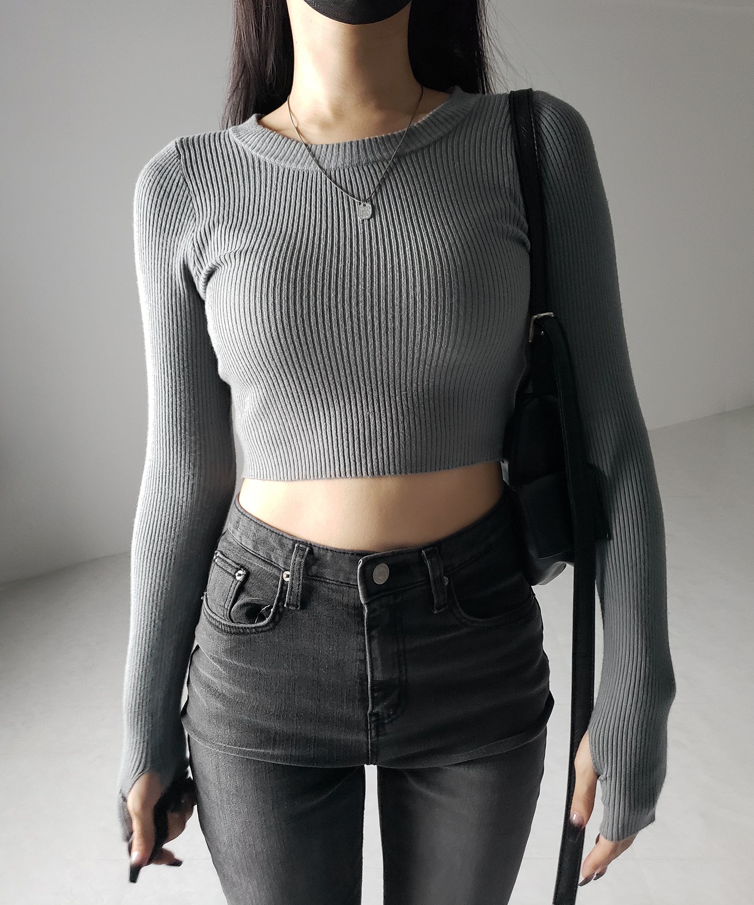 BASIC ショートリブニットトップス / BASIC SHORT LIB KNIT TOPS