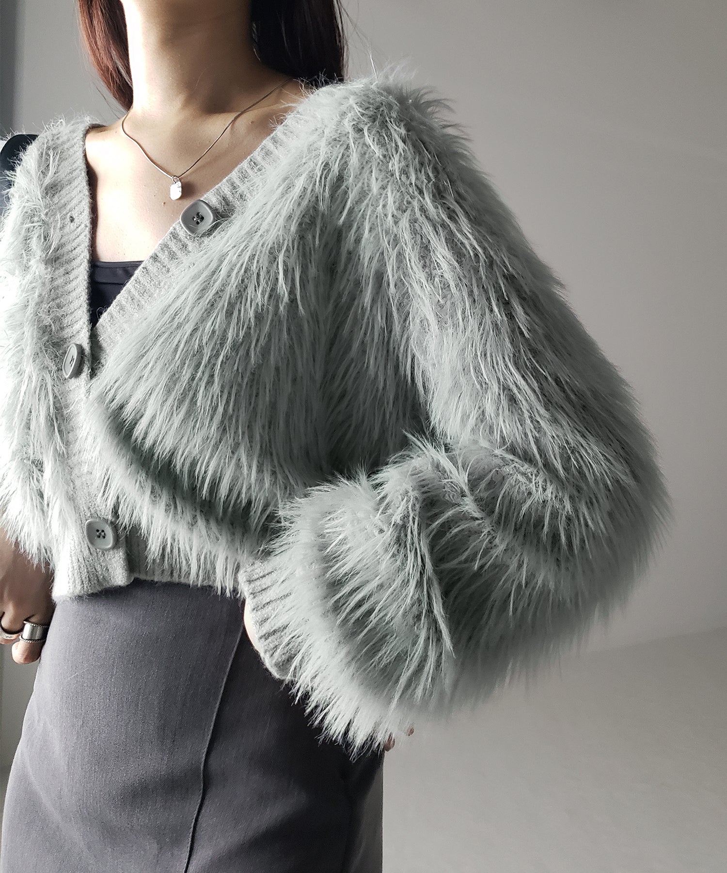 ファームードシャギーニットカーディガン