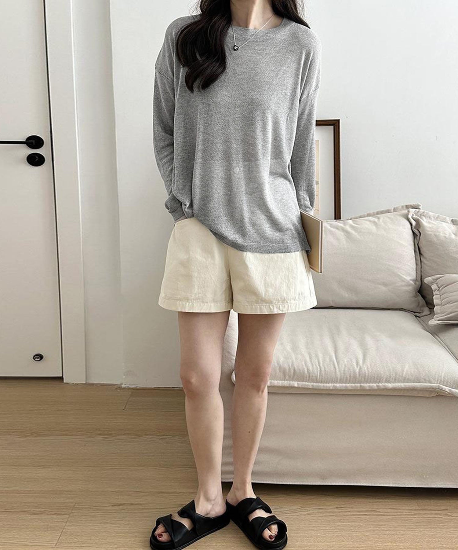 【 選べる7color 】ニュアンスカラーバックスリットオーバーシアーニット / nuance color back slit over sheer knit