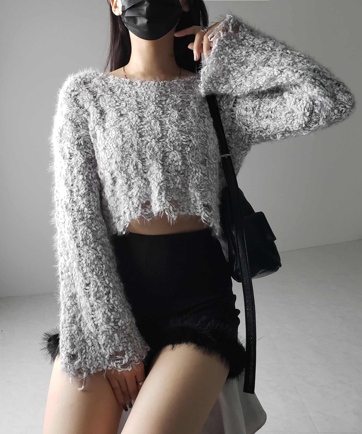 マシュマロダメージショートニット / marshmallow damage short knit