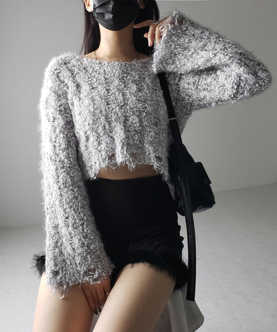 マシュマロダメージショートニット / marshmallow damage short knit