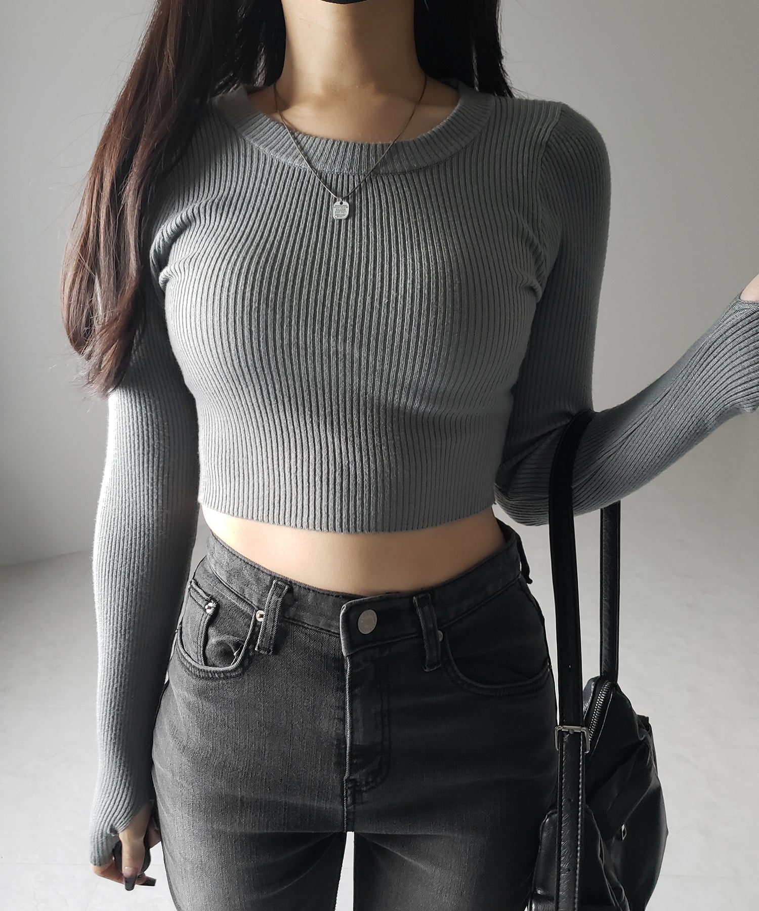BASIC ショートリブニットトップス / BASIC SHORT LIB KNIT TOPS