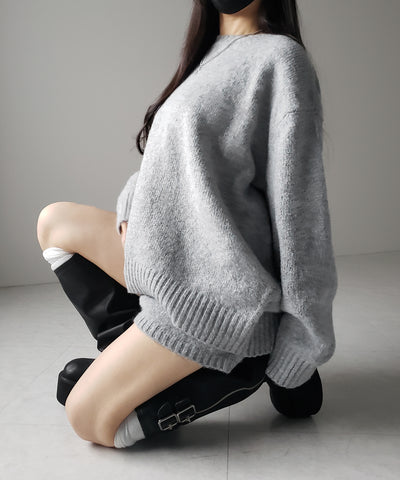【 ニットセットアップ 】フラッフィーオーバーサイズニット + ニットショートパンツ SET / fluffy over size knit + knit short pants SET