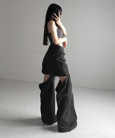 【カップ付き 】レースアップコルセットリボンショートリブベアトップ / laceup corset ribbon short ribbed bare top