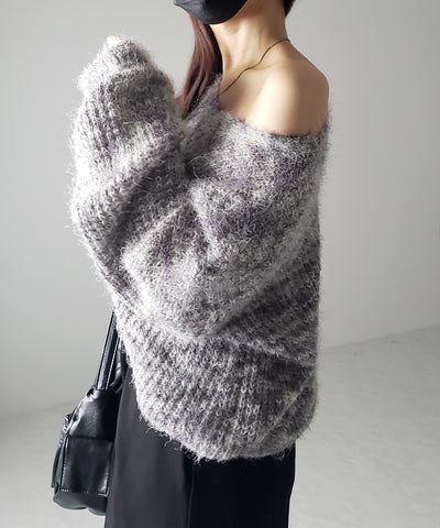 フラッフィーメランジルーズシャギーニット【韓国製】