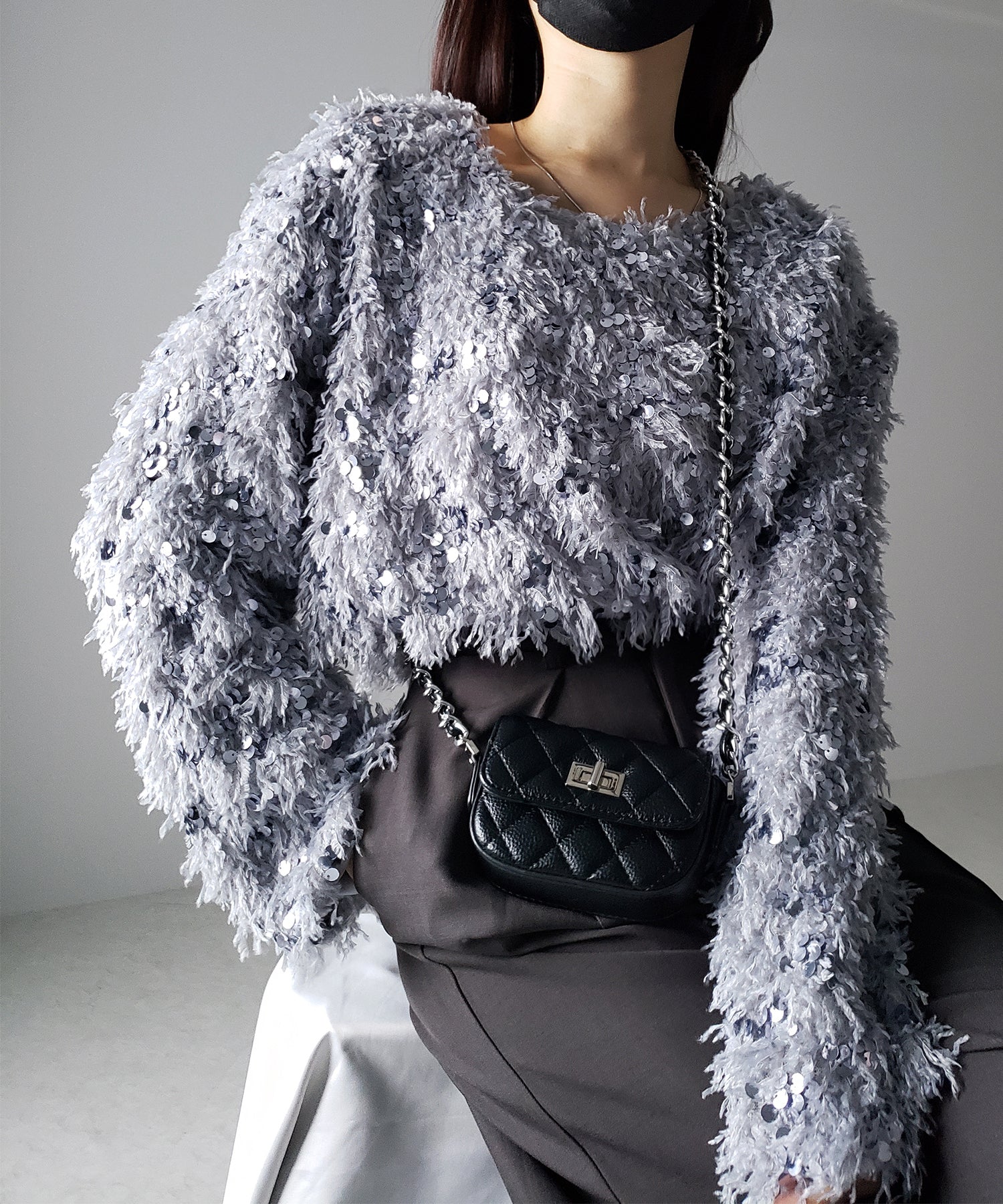 【 4color 】フェザースパングルオーバートップス/feather spangle over tops