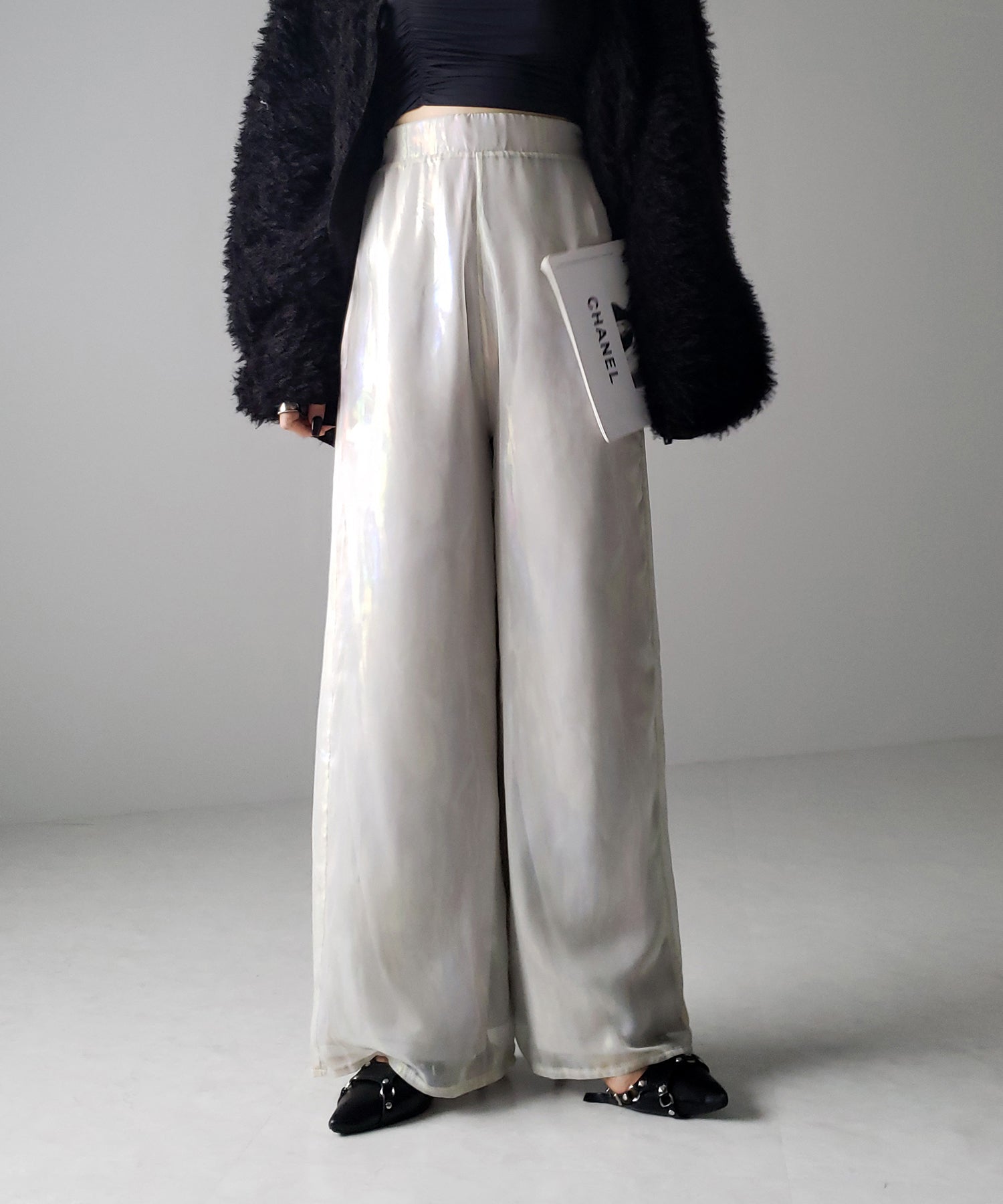 【 裏地付き 】オーロラグロスオーガンジーワイドパンツ / Aurora gloss organdy wide pants