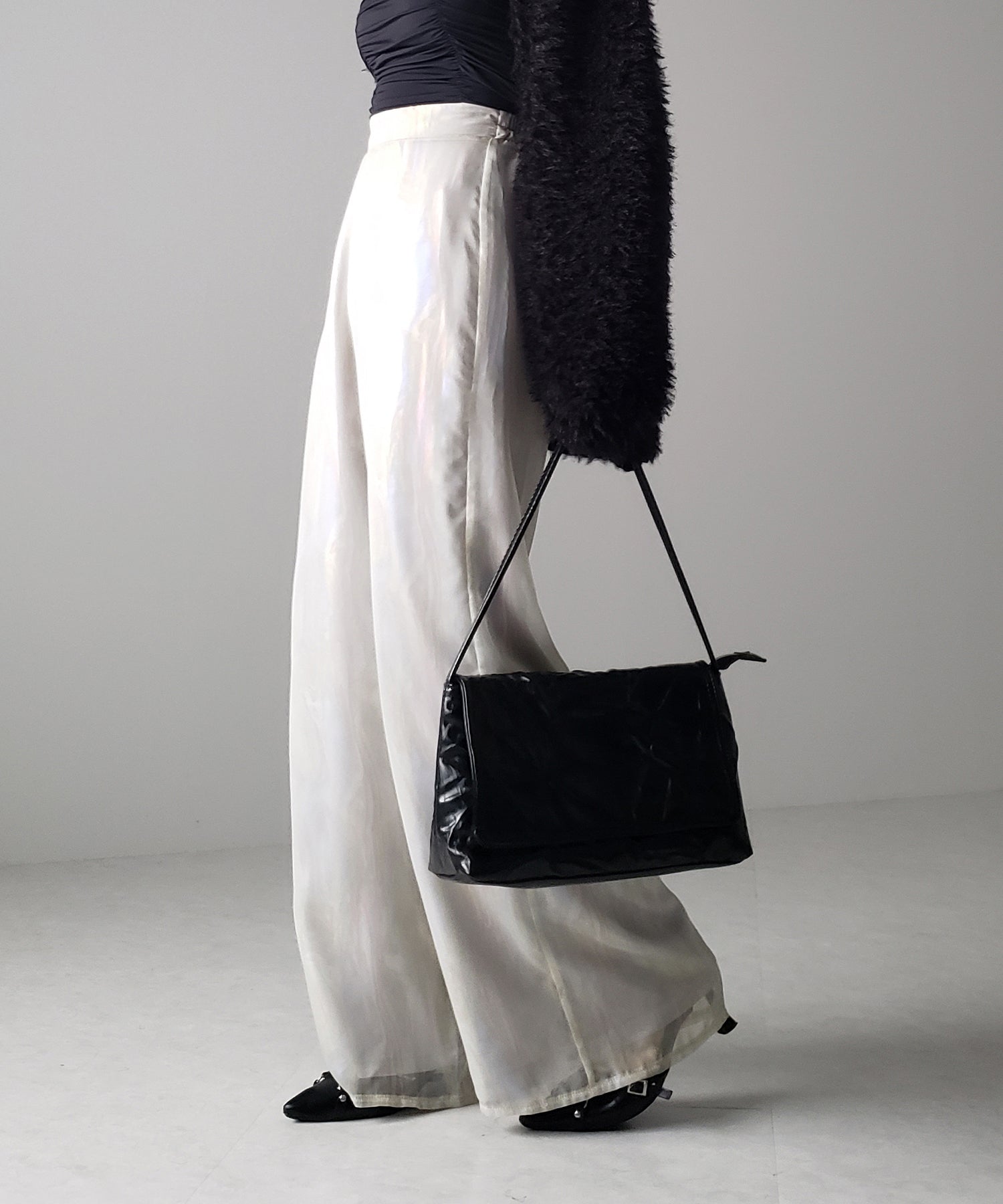 【 裏地付き 】オーロラグロスオーガンジーワイドパンツ / Aurora gloss organdy wide pants