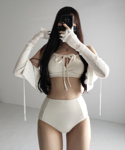 【 レディース水着/2点セット 】2WAY フロントリボンクロスネックセパレートビキニ / 2WAY front ribbon cross neck separate bikini