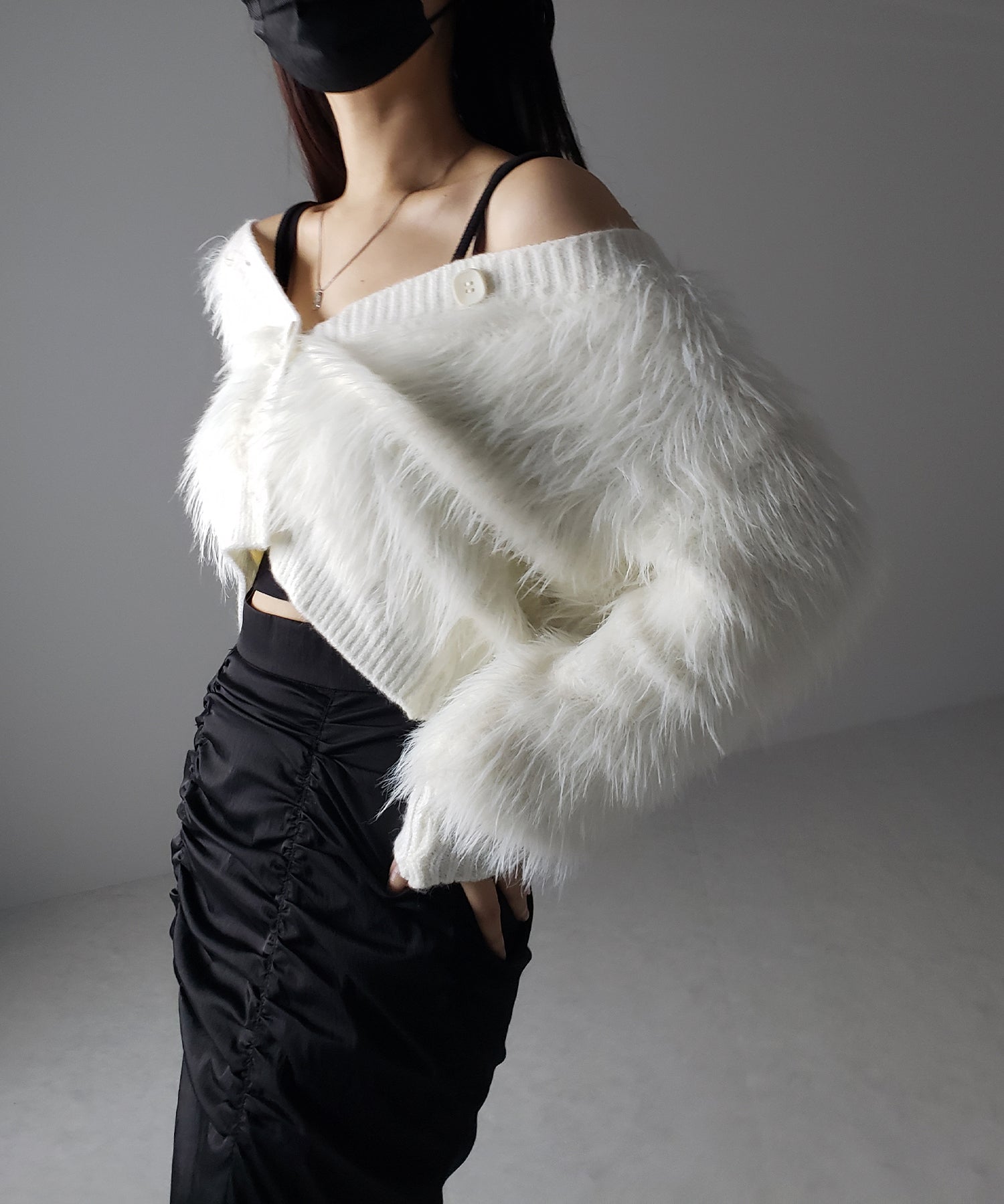 ファームードシャギーニットカーディガン