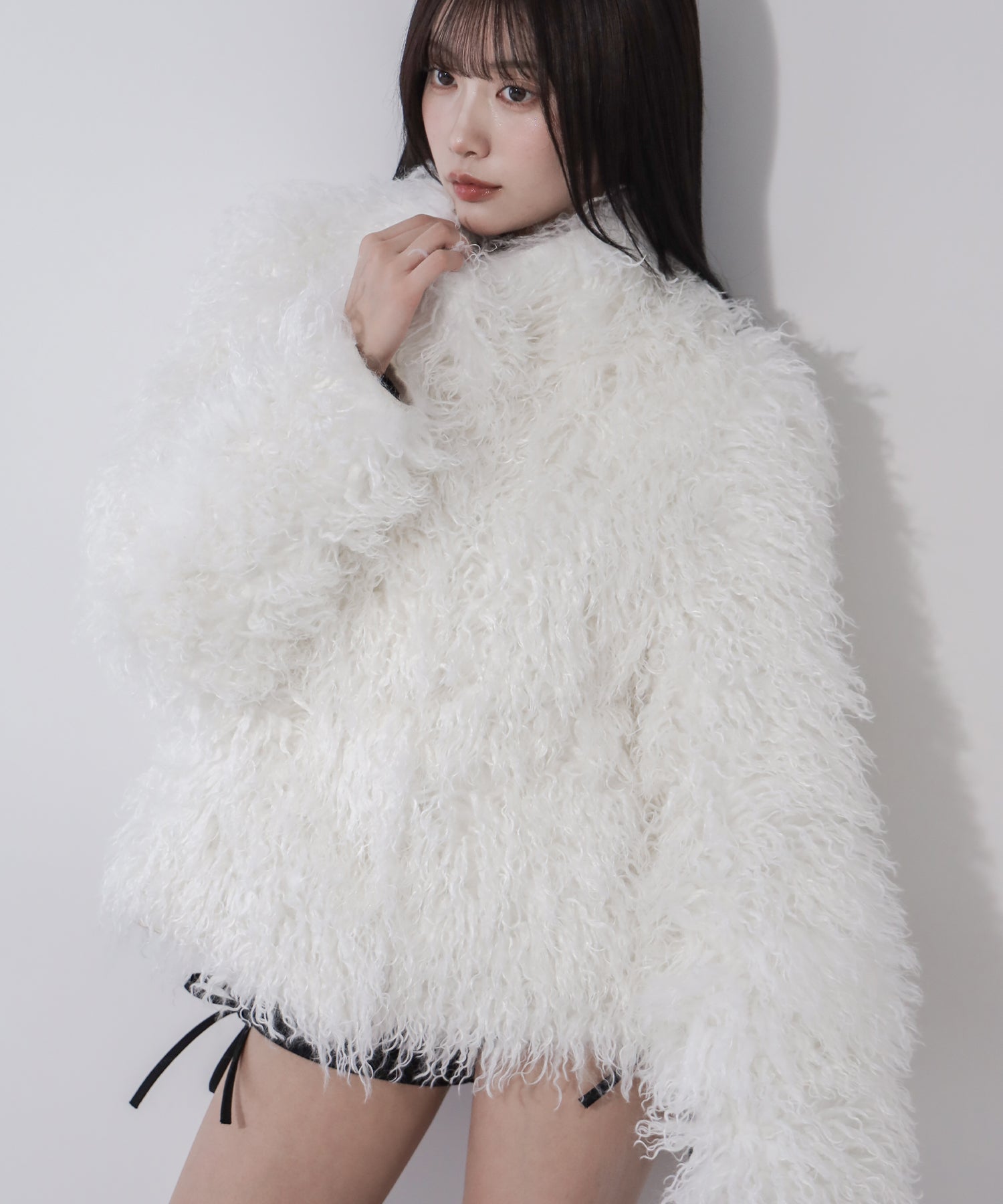 シャギーフェイクファーレディミドルコート / shaggy fake fur lady middle coat