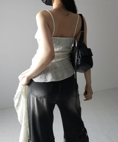 アシンメトリーダメージフリルキャミソール / asymmetry damage frill camisole