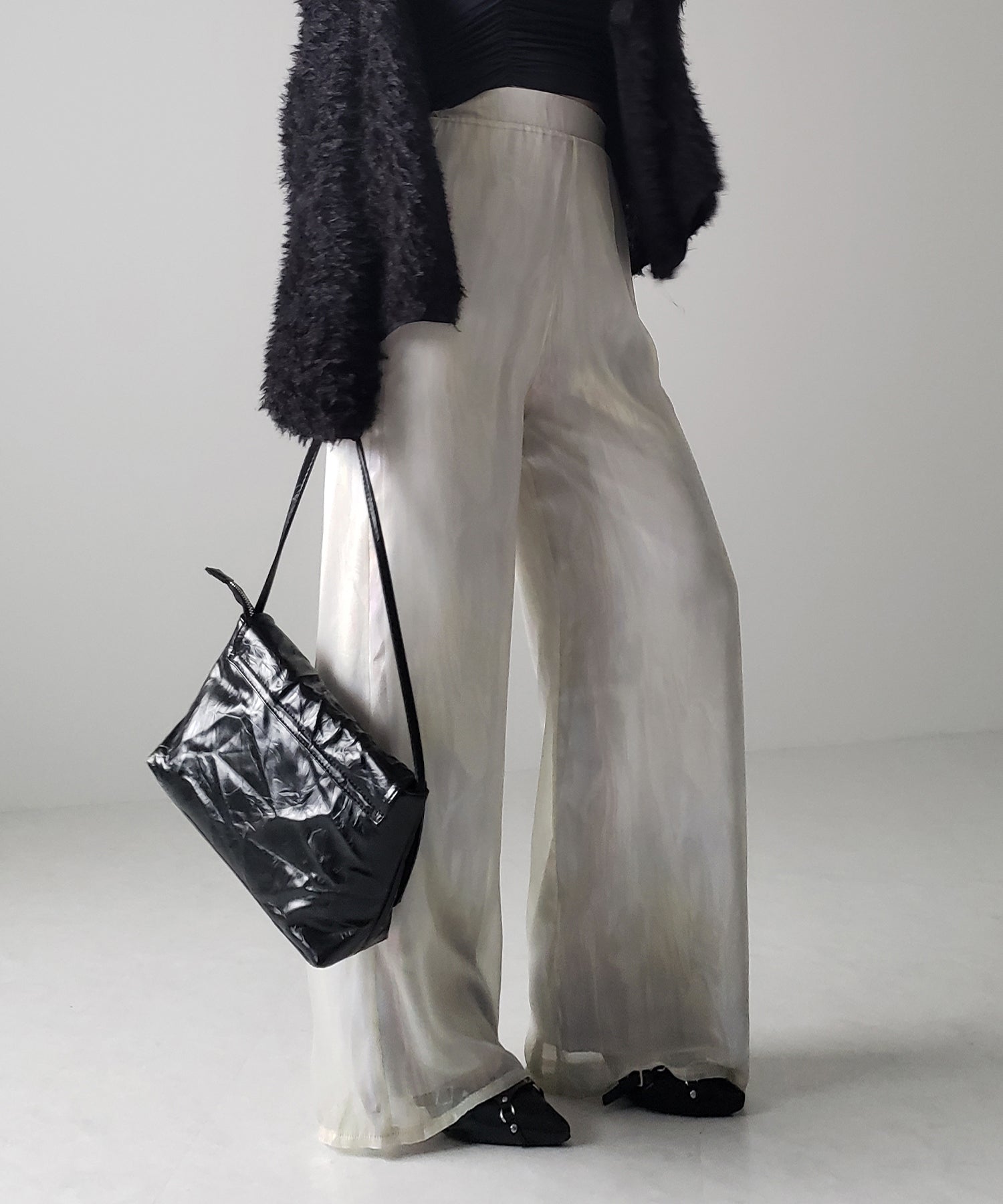 【 裏地付き 】オーロラグロスオーガンジーワイドパンツ / Aurora gloss organdy wide pants