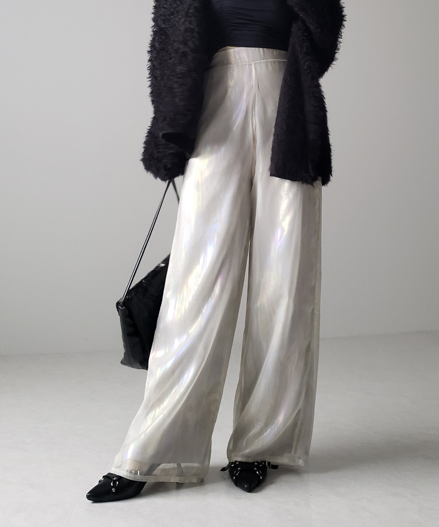 【 裏地付き 】オーロラグロスオーガンジーワイドパンツ / Aurora gloss organdy wide pants