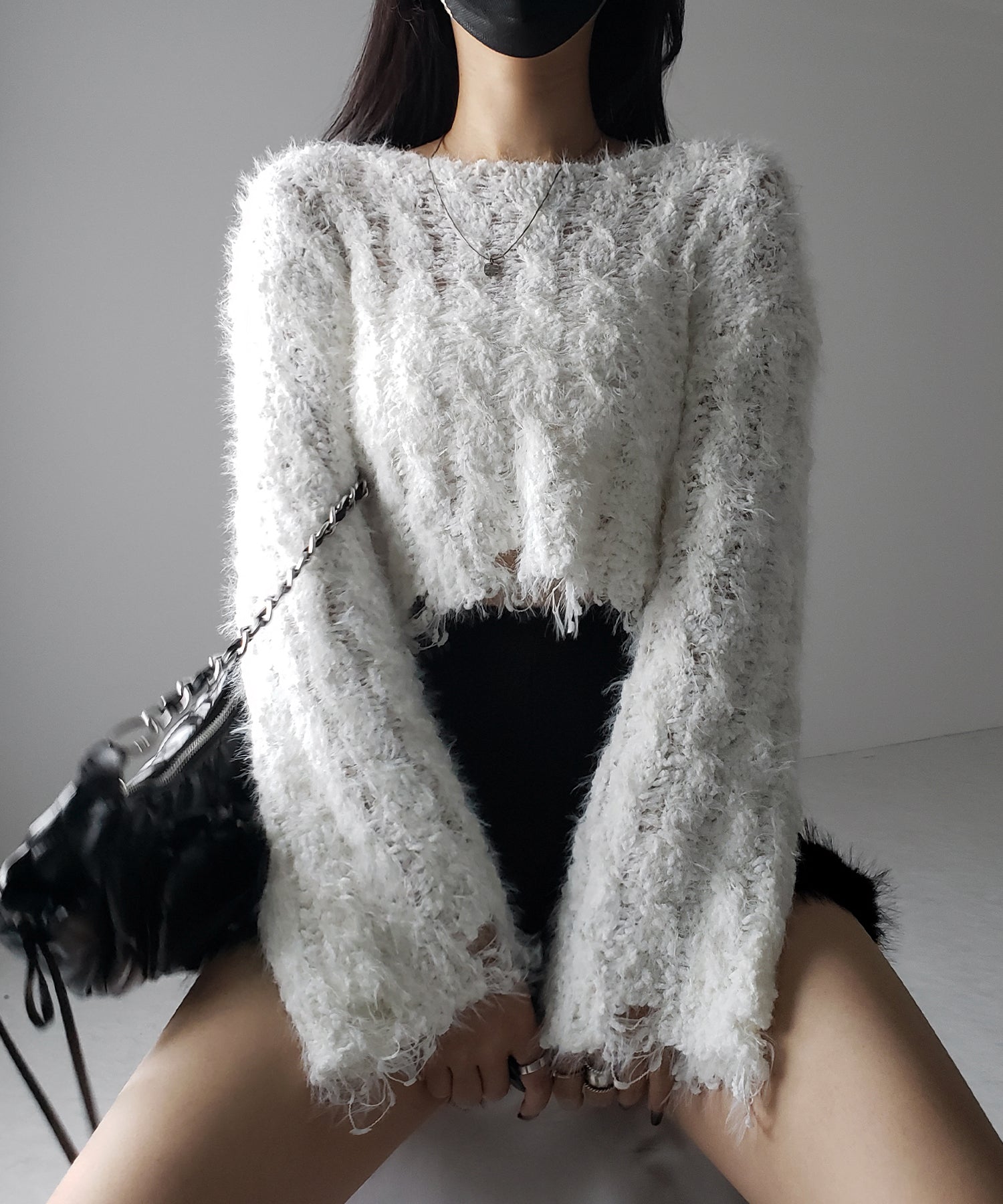 マシュマロダメージショートニット / marshmallow damage short knit