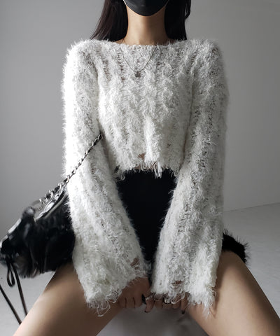 マシュマロダメージショートニット / marshmallow damage short knit