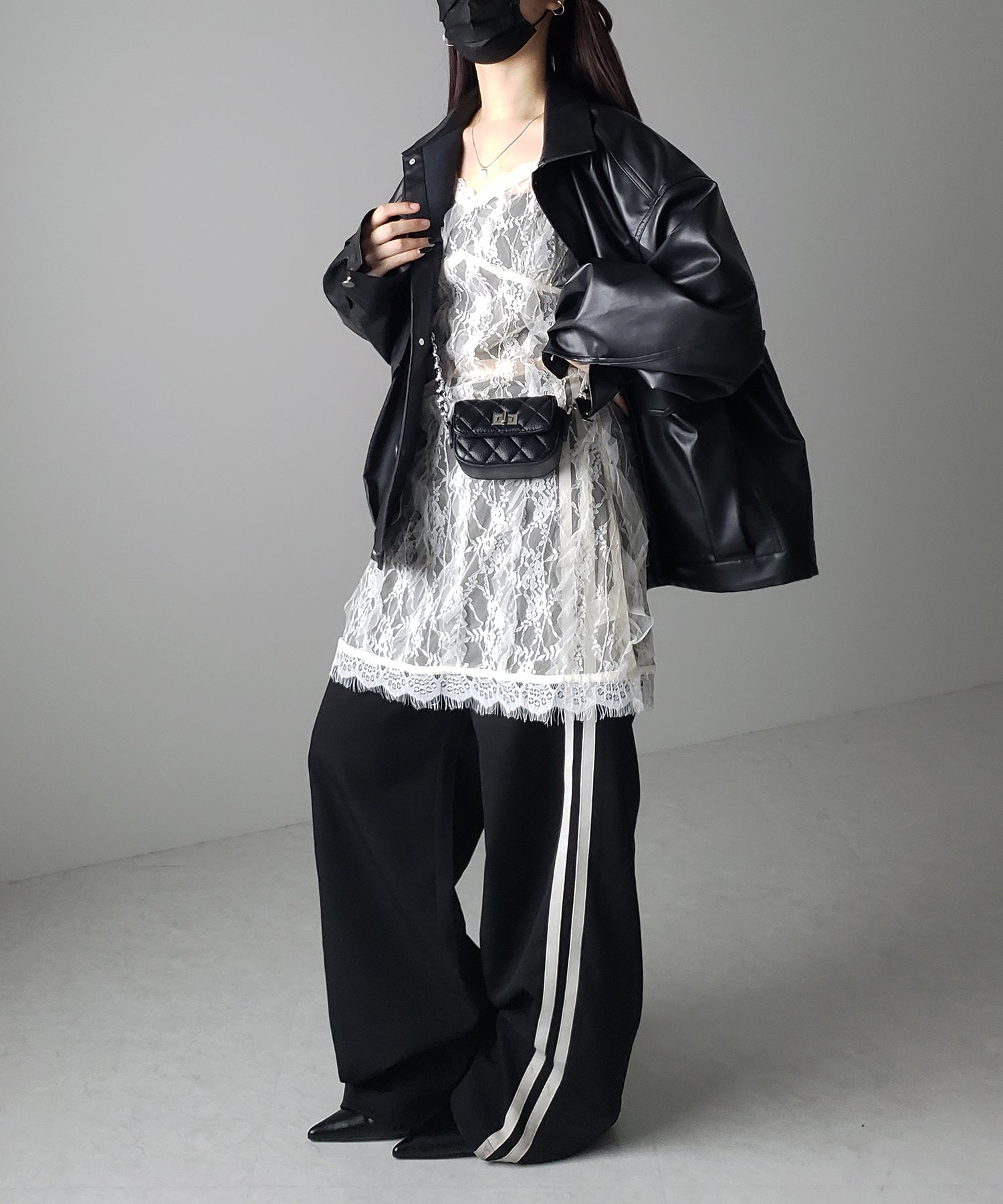 【 2color 】チュールドッキングレースチュニックキャミソール / tulle docking lace tunic camisole