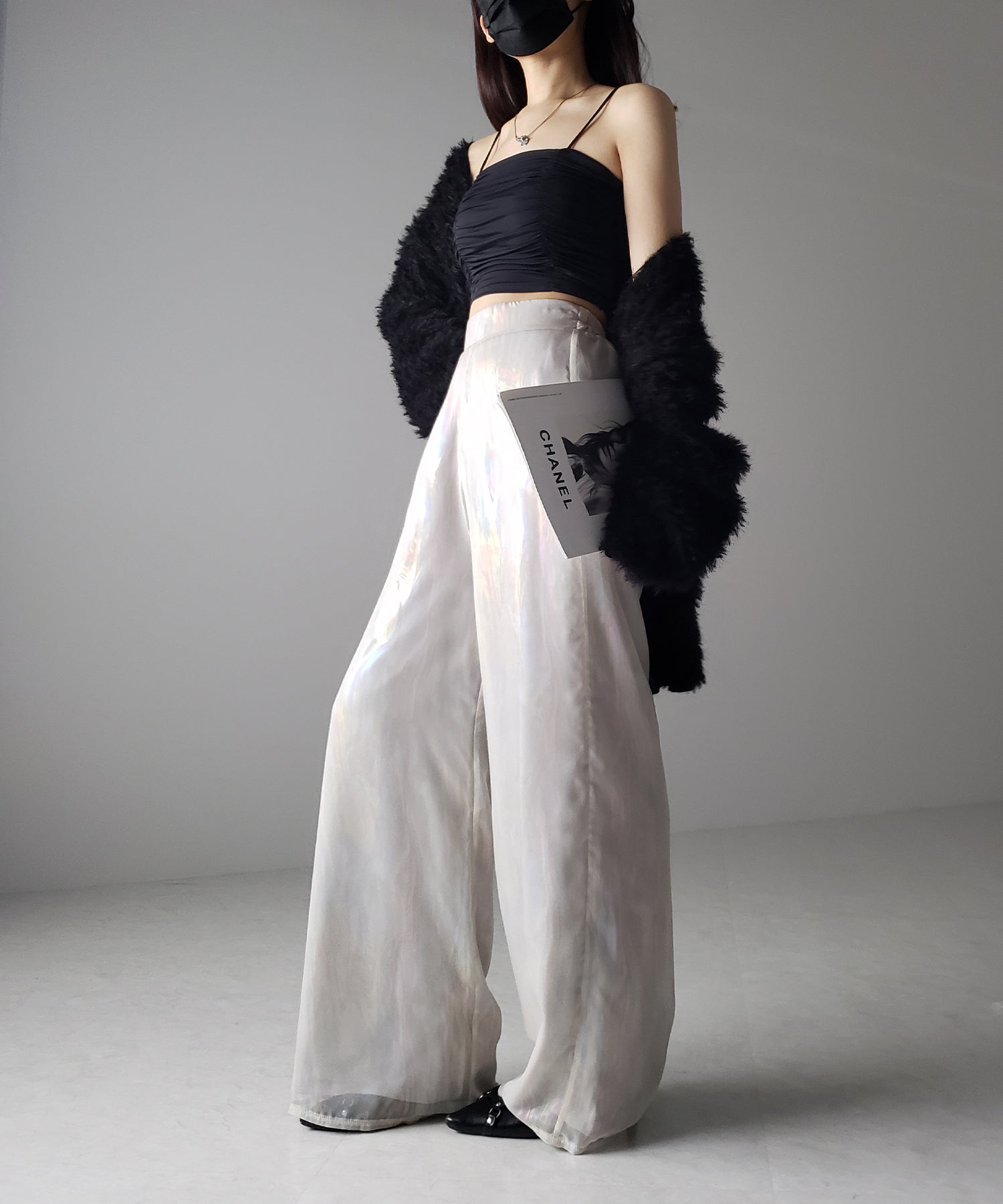 【 裏地付き 】オーロラグロスオーガンジーワイドパンツ / Aurora gloss organdy wide pants
