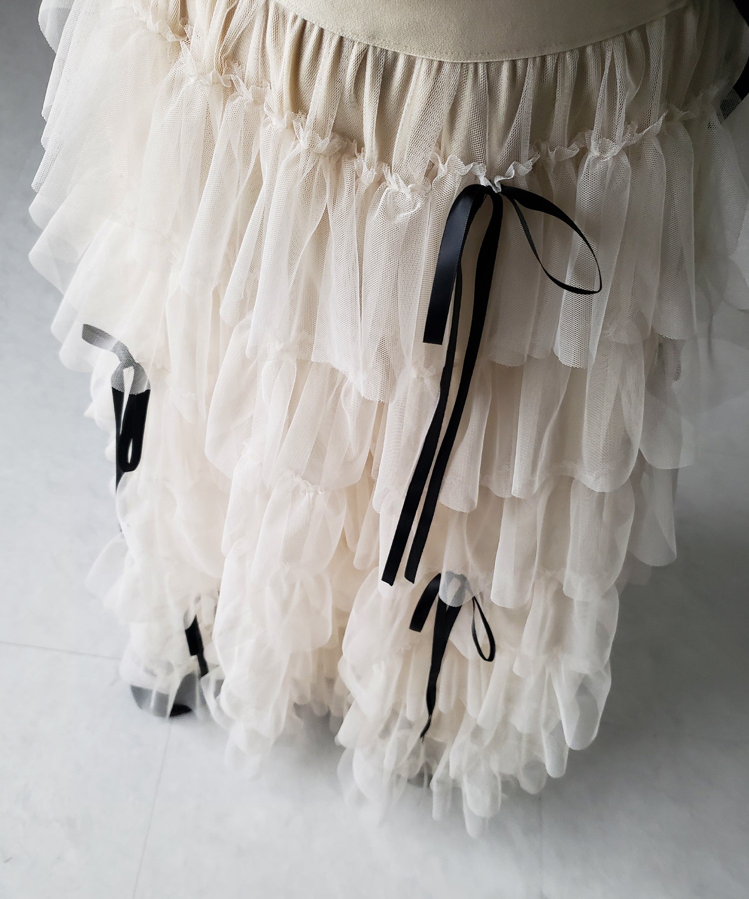 【 新色ピンク追加!/5color 】ストラップリボンバレエコアチュールスカート /strap ribbon ballet core tulle skirt