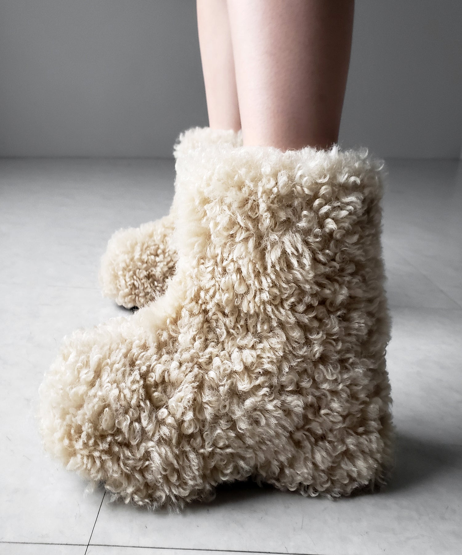 厚底テディボアショートブーツ / platform teddy boa short boots