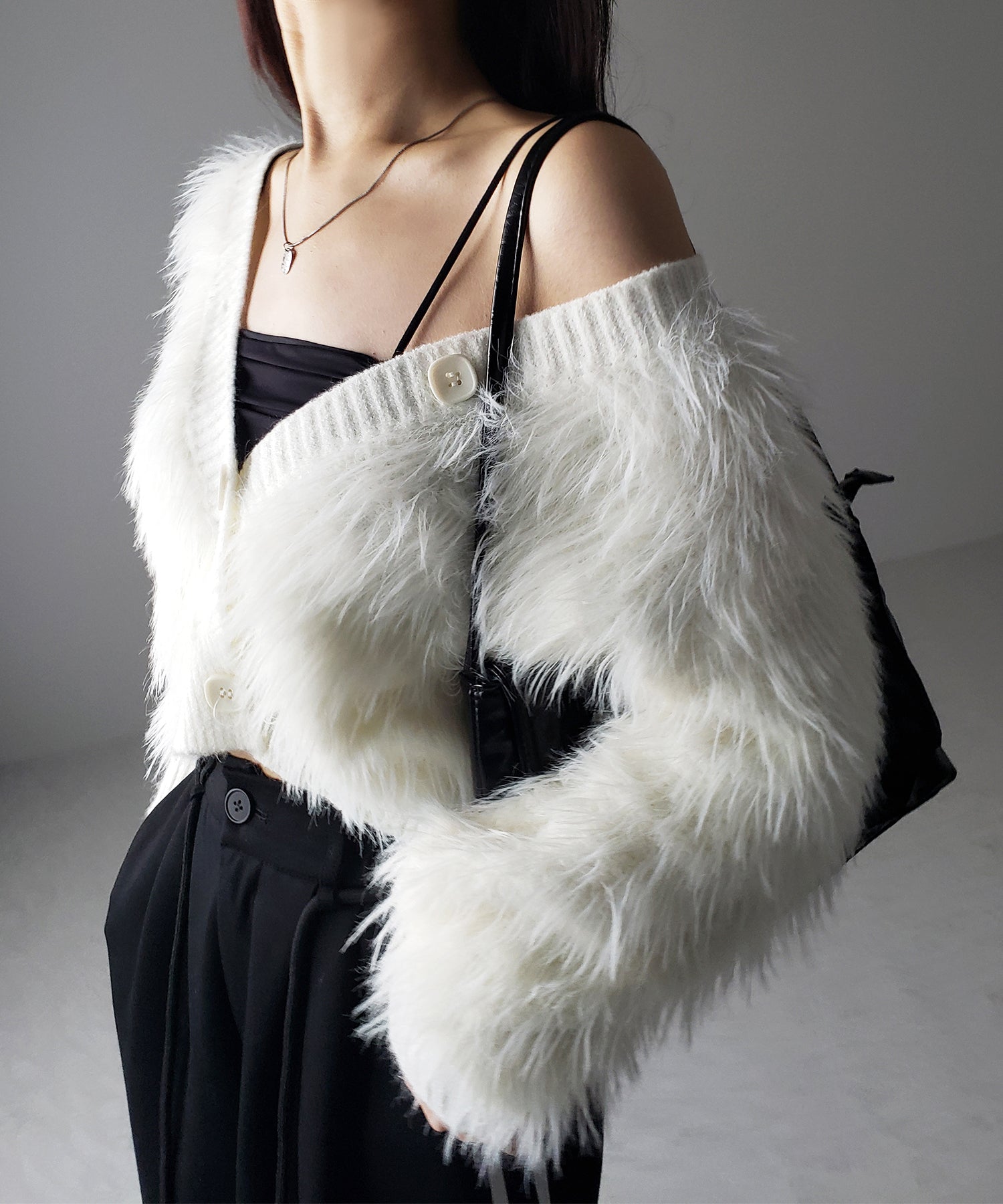 ファームードシャギーニットカーディガン