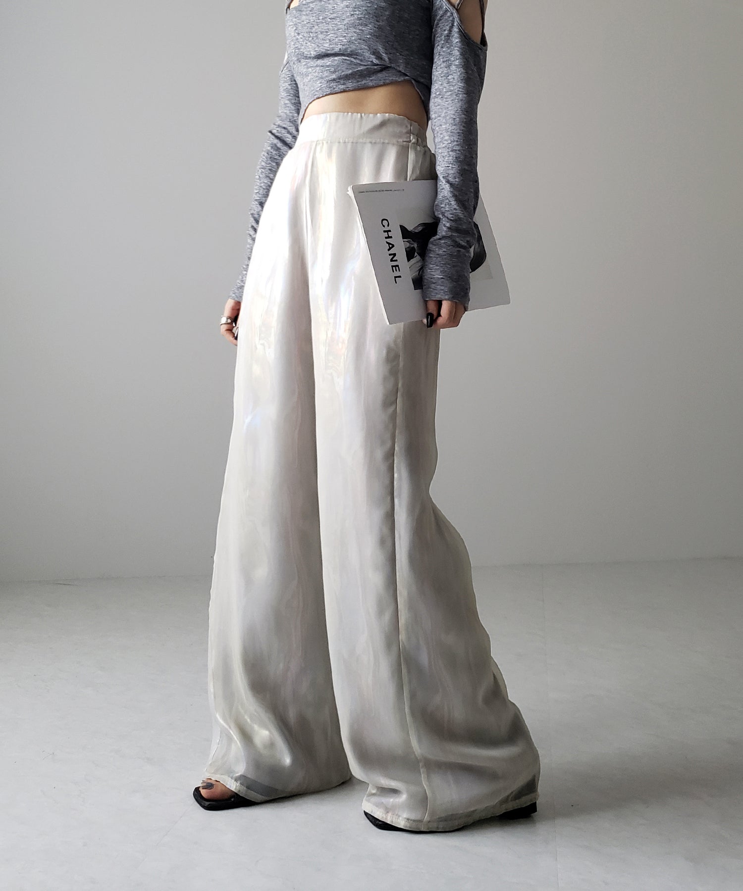 【 裏地付き 】オーロラグロスオーガンジーワイドパンツ / Aurora gloss organdy wide pants
