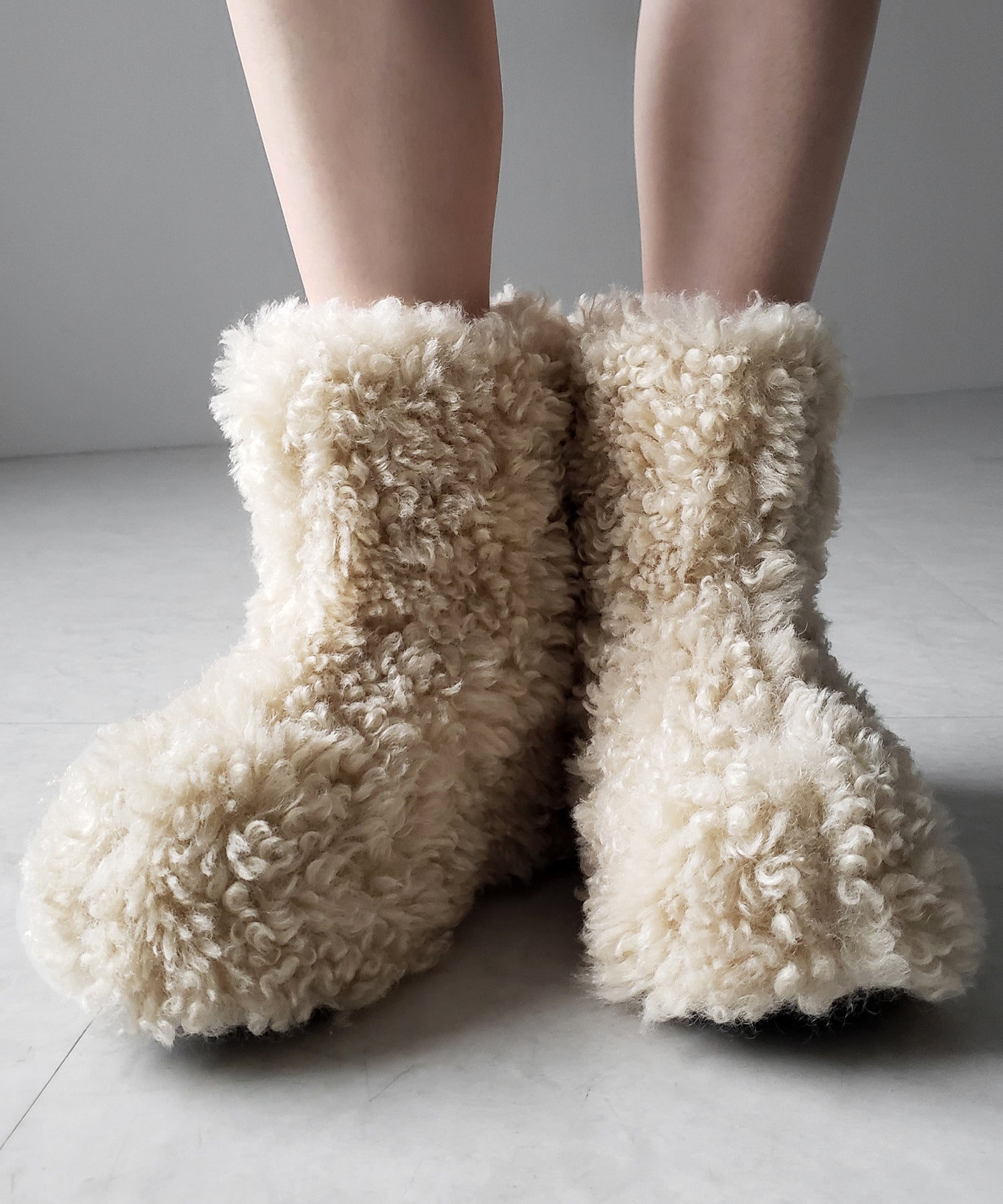 厚底テディボアショートブーツ / platform teddy boa short boots