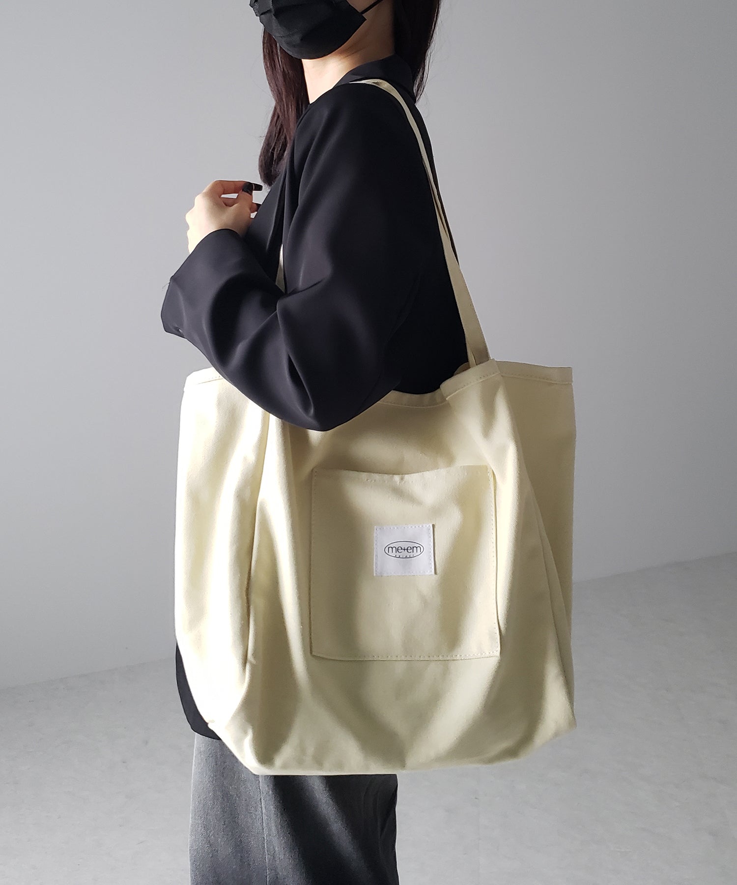 【 7color /大容量 】ミームセレクトオリジナルタグキャンバスカラートートバッグ / me+em select original tag canvas color totebag