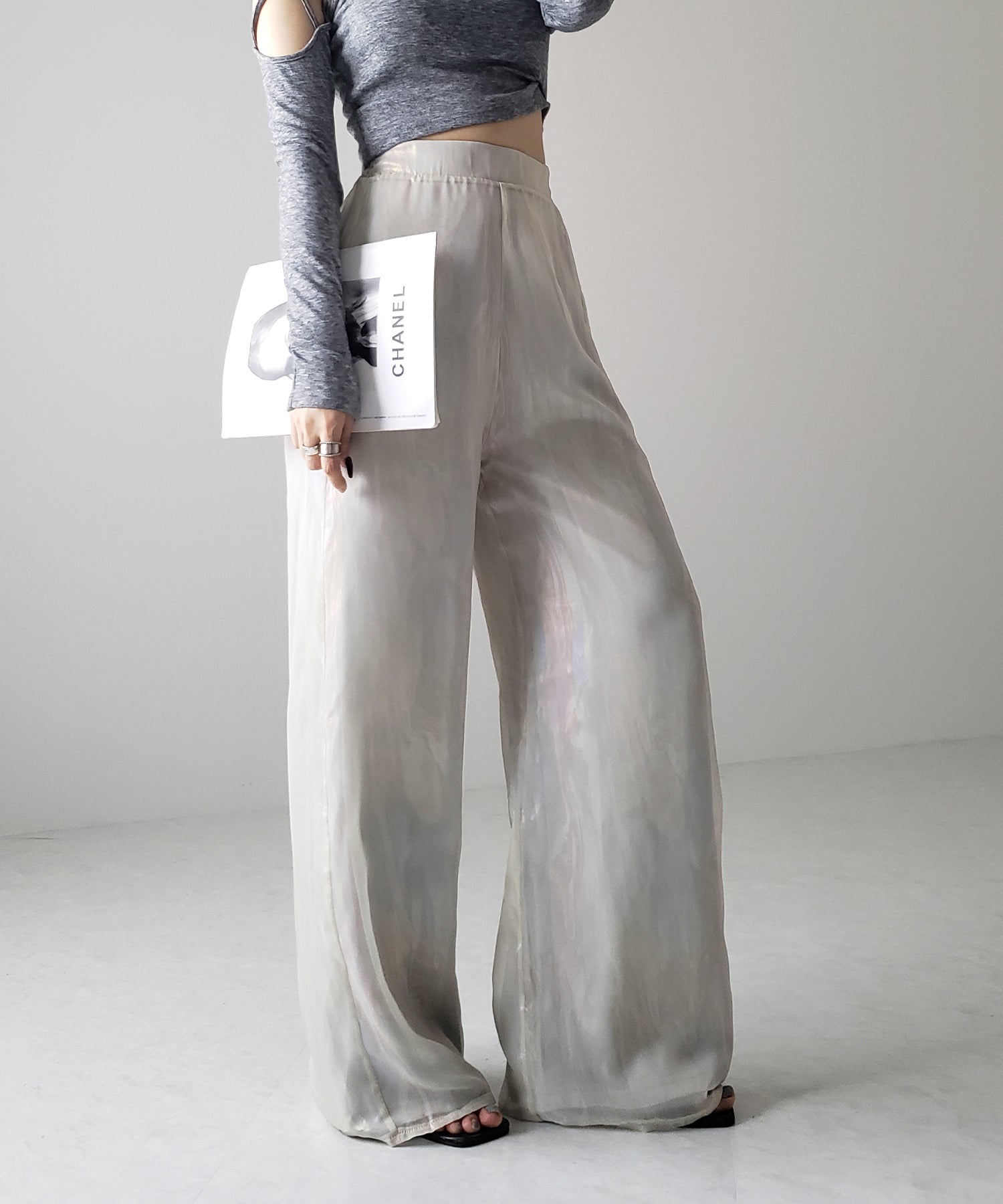 【 裏地付き 】オーロラグロスオーガンジーワイドパンツ / Aurora gloss organdy wide pants