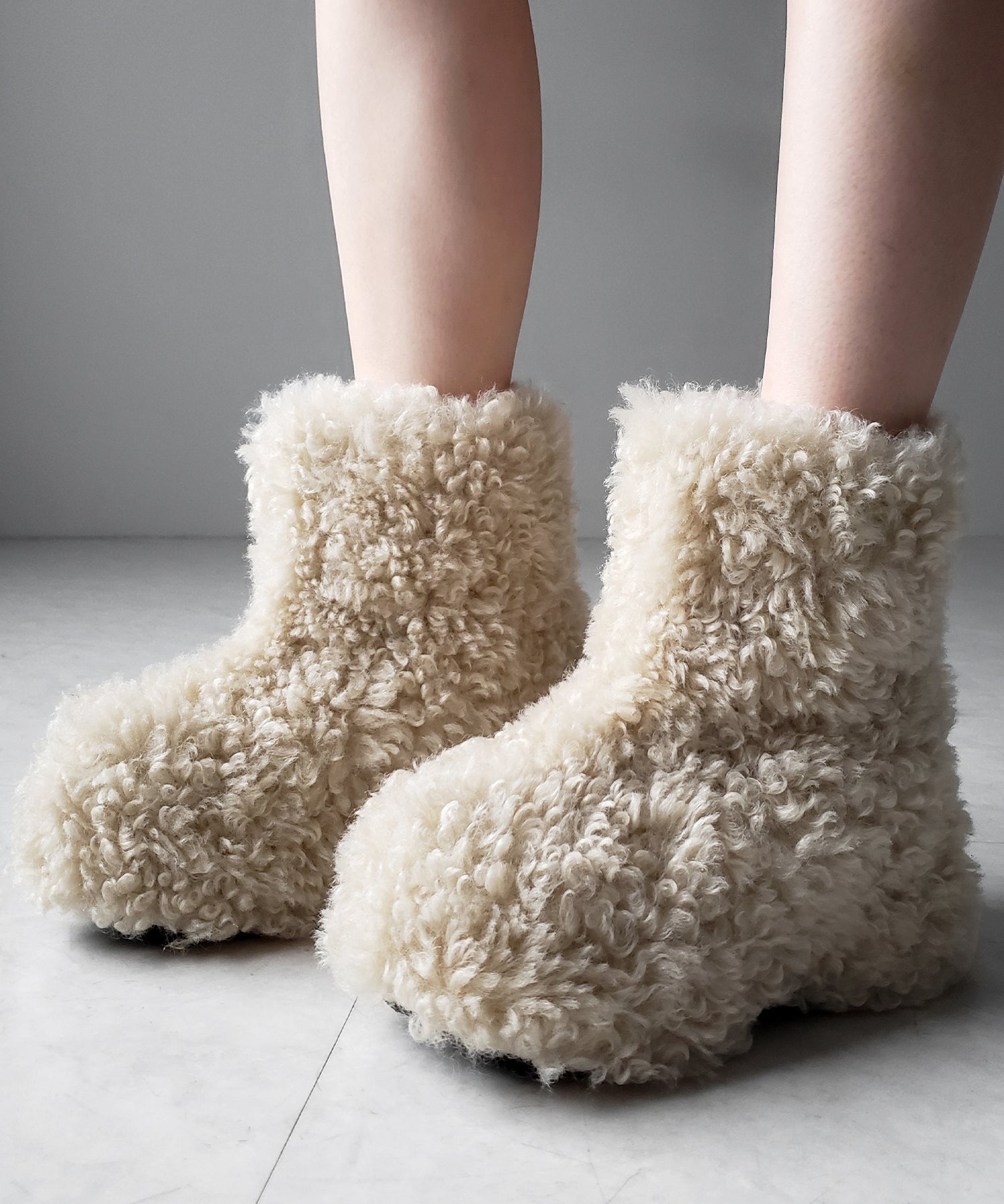 厚底テディボアショートブーツ / platform teddy boa short boots