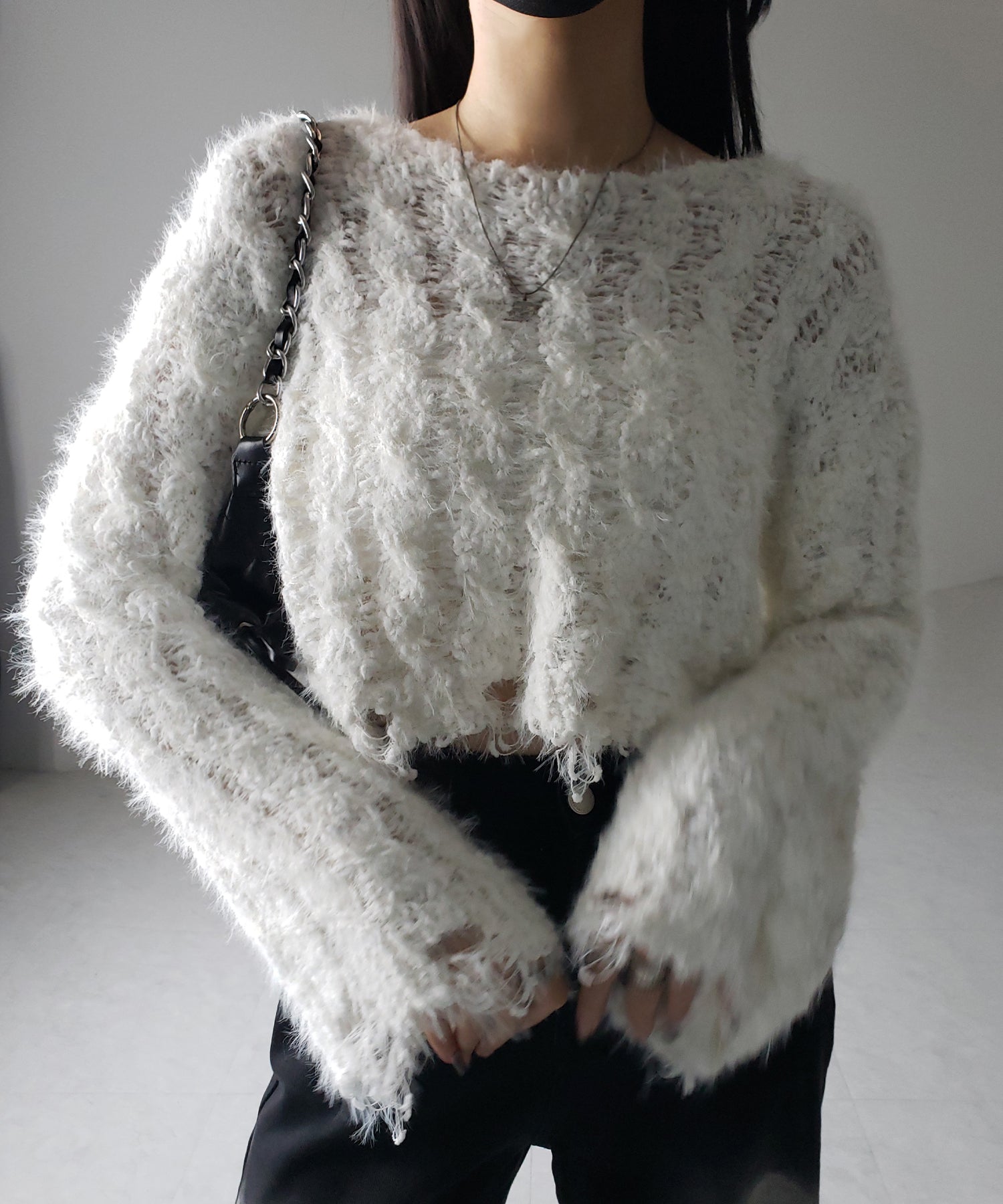 マシュマロダメージショートニット / marshmallow damage short knit